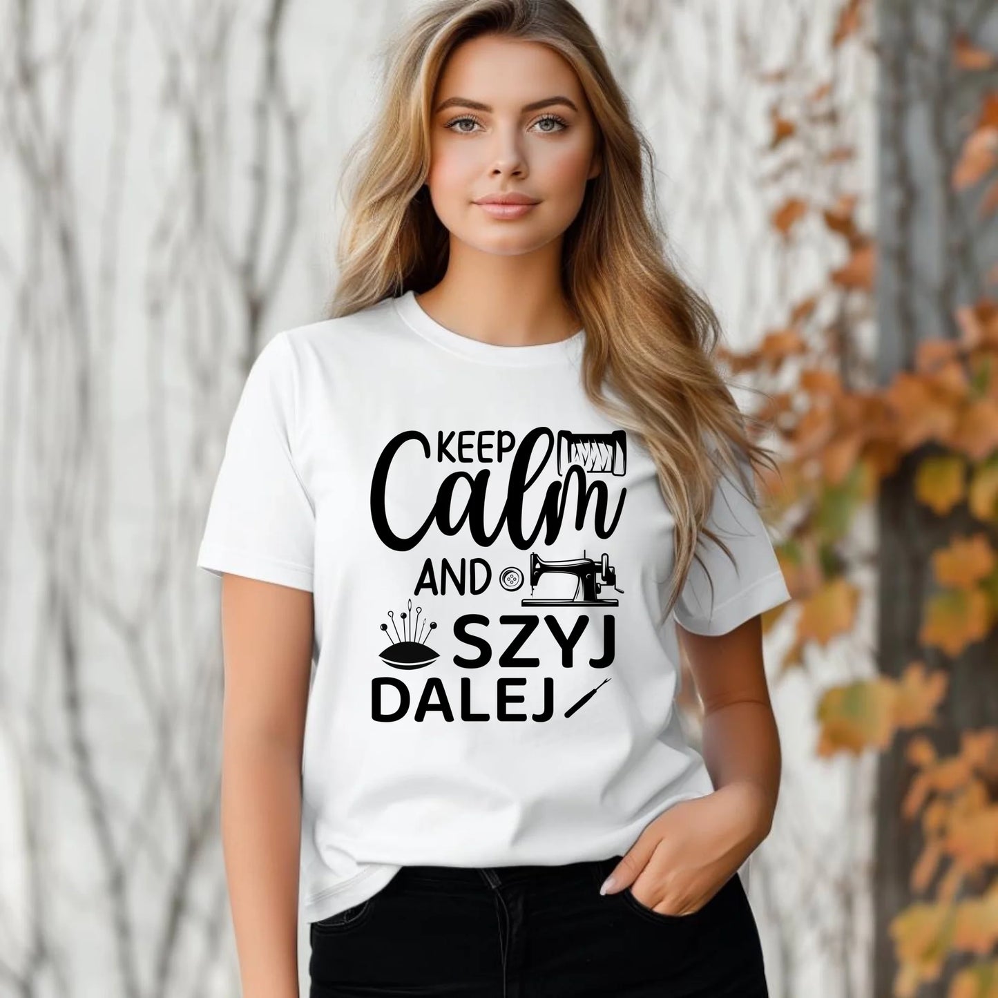 Koszulka damska szyciowa dla krawcowej - KEEP CALM and SZYJ DALEJ HS31 - StoryCups.pl