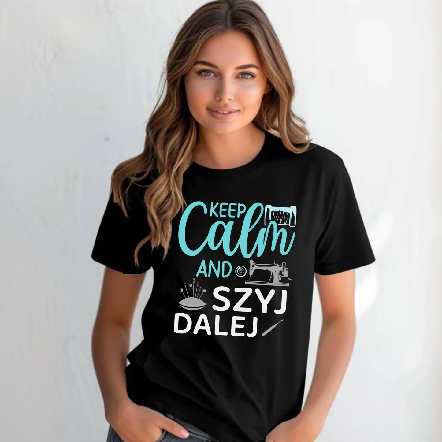 Koszulka damska szyciowa dla krawcowej - KEEP CALM and SZYJ DALEJ HS31 - StoryCups.pl