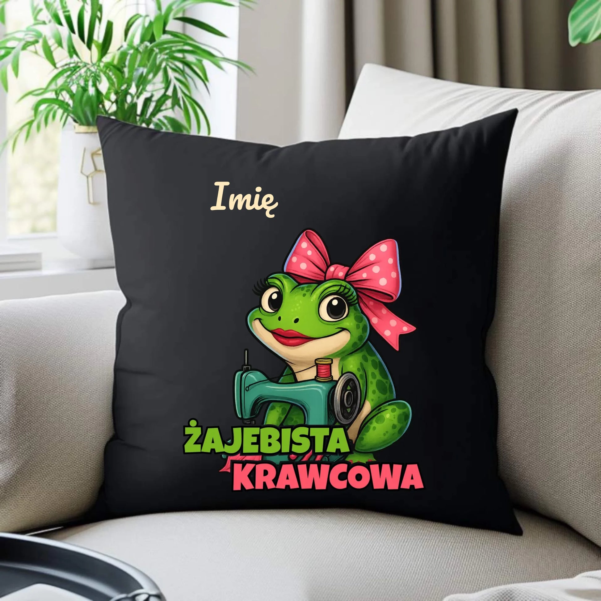 Poduszka dekoracyjna szyciowa dla krawcowej - Żajebista Krawcowa - personalizowana HS32 - StoryCups.pl