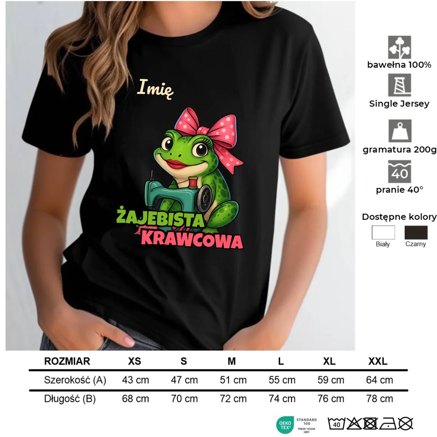 Koszulka damska szyciowa dla krawcowej - Żajebista Krawcowa - personalizowana HS32 - StoryCups.pl