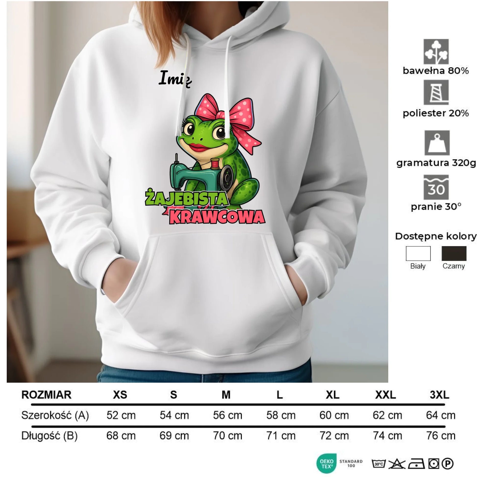 Bluza damska z kapturem szyciowa dla krawcowej - Żajebista Krawcowa - personalizowana HS32 - StoryCups.pl