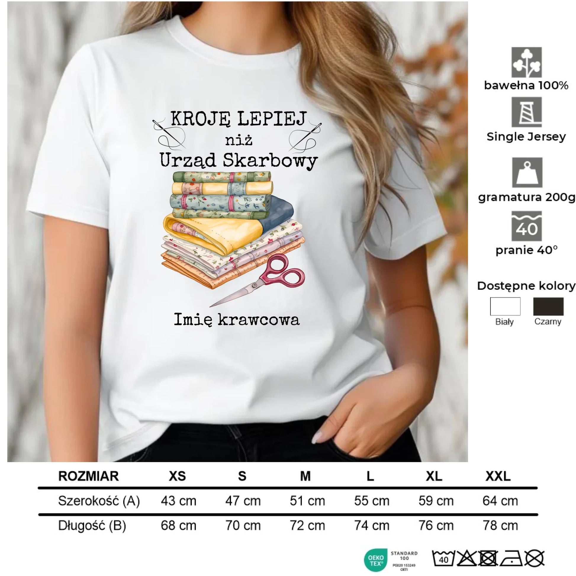 Koszulka damska szyciowa dla krawcowej - Kroję lepiej niż US - personalizowana HS33 - StoryCups.pl