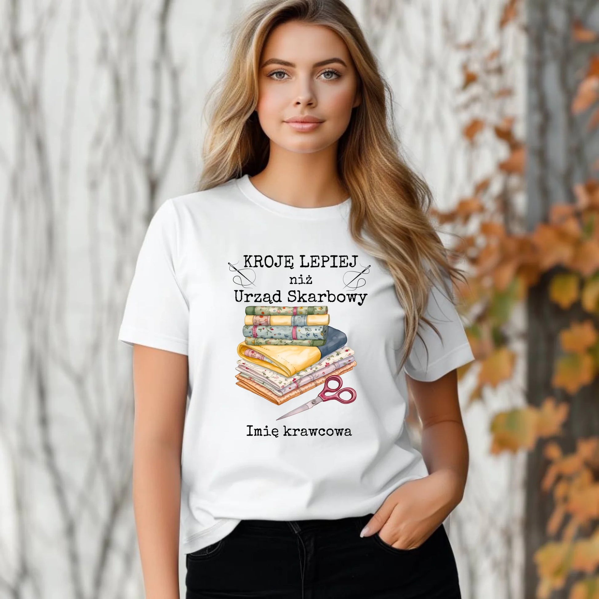 Koszulka damska szyciowa dla krawcowej - Kroję lepiej niż US - personalizowana HS33 - StoryCups.pl