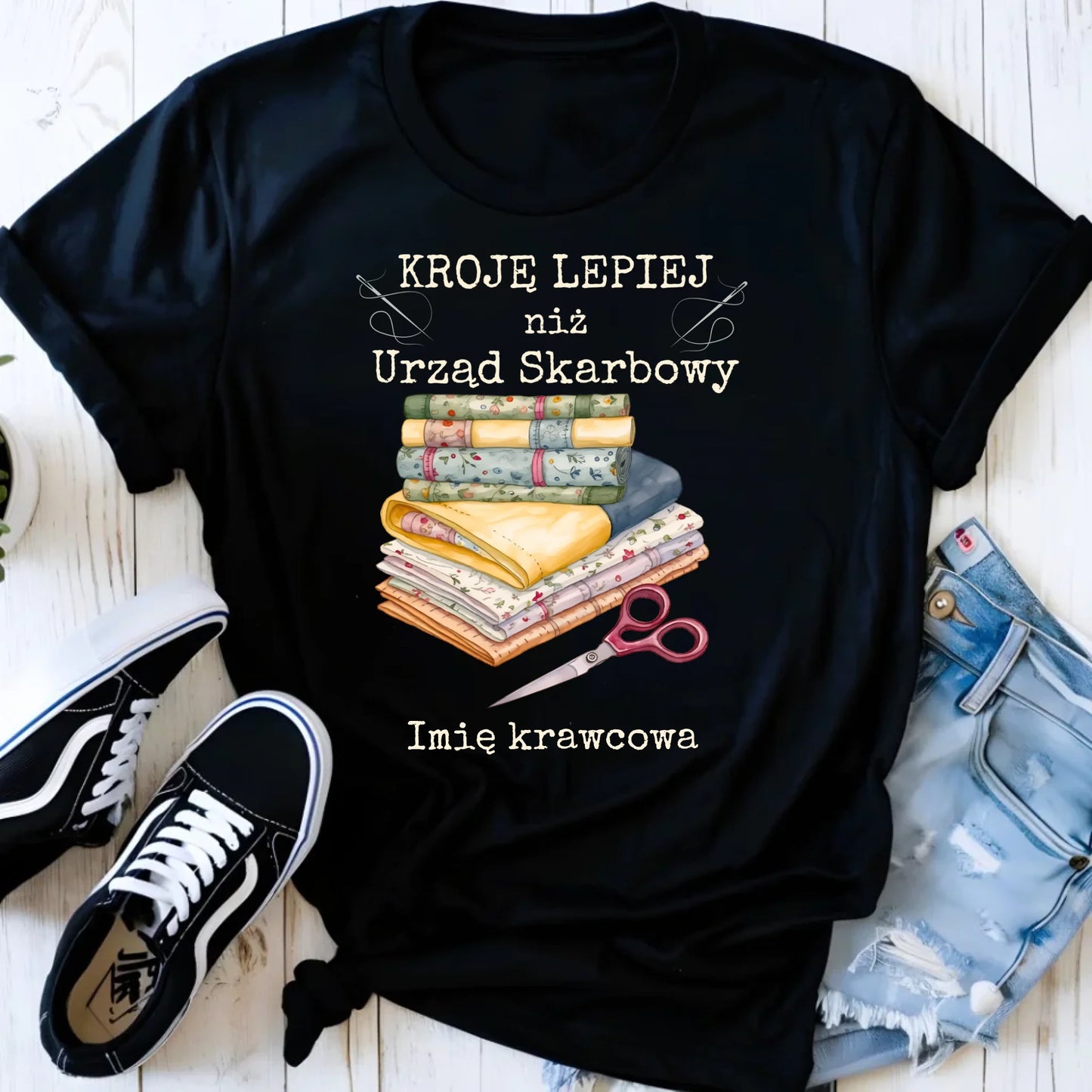 Koszulka damska szyciowa dla krawcowej - Kroję lepiej niż US - personalizowana HS33 - StoryCups.pl