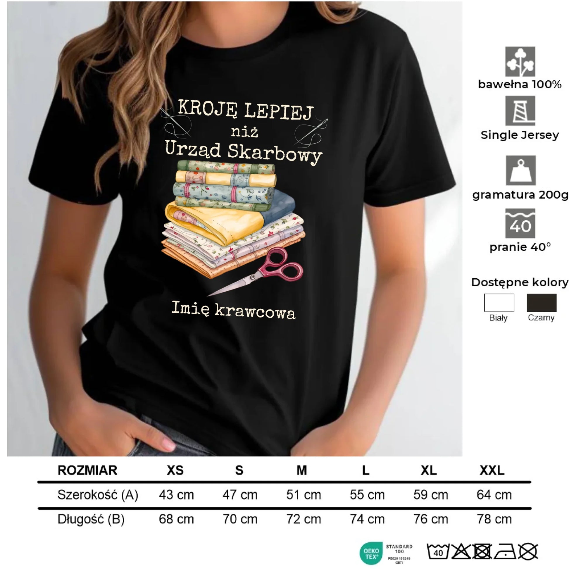 Koszulka damska szyciowa dla krawcowej - Kroję lepiej niż US - personalizowana HS33 - StoryCups.pl