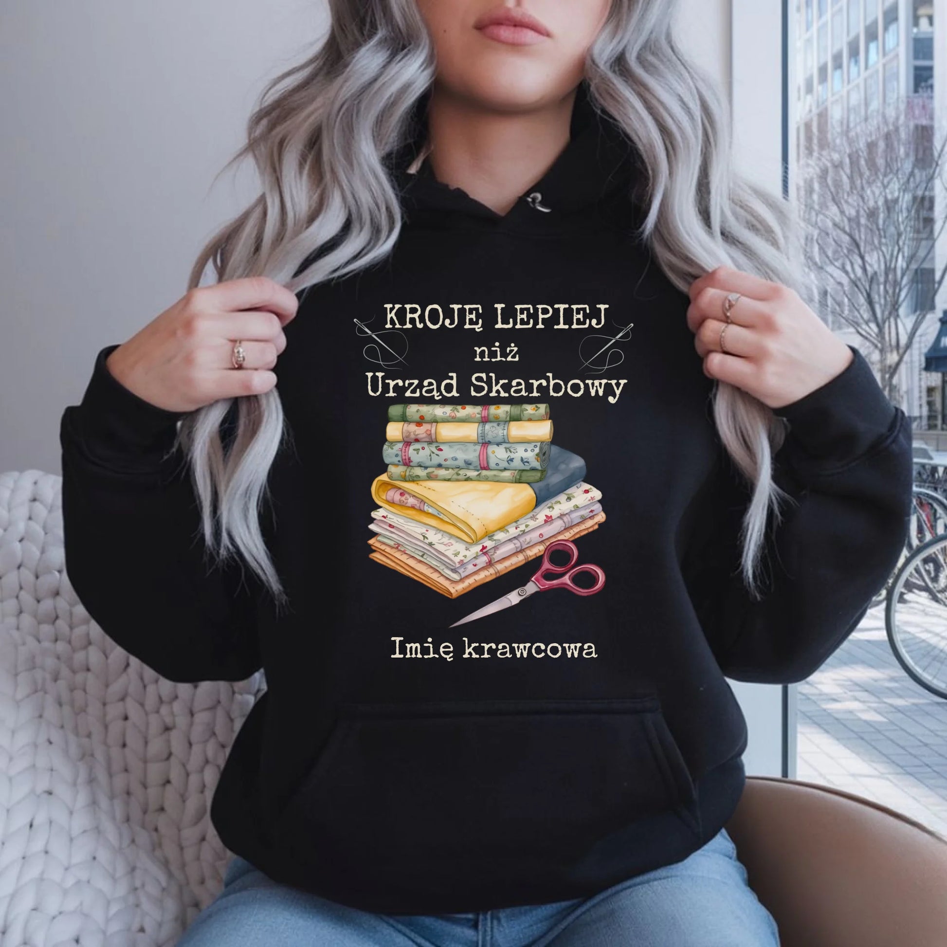 Bluza damska z kapturem szyciowa dla krawcowej - Kroję lepiej niż US - personalizowana HS33 - StoryCups.pl
