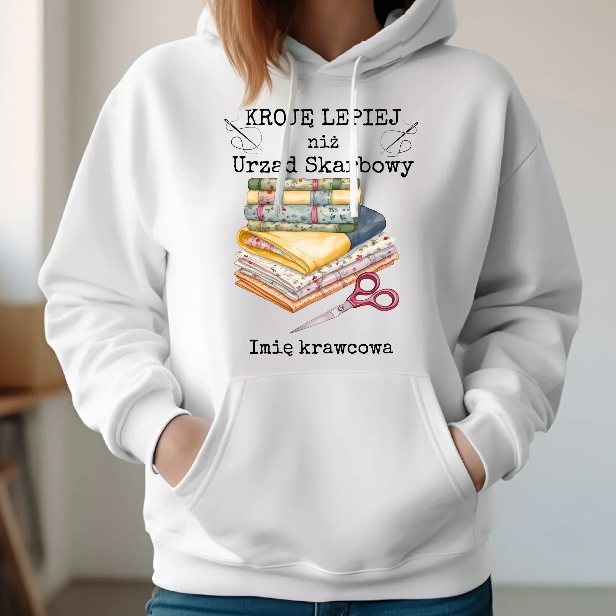 Bluza damska z kapturem szyciowa dla krawcowej - Kroję lepiej niż US - personalizowana HS33 - StoryCups.pl