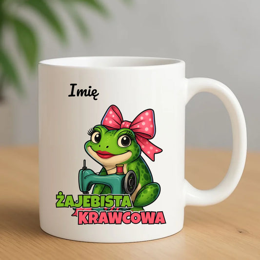 Kubek szyciowy dla krawcowej – Żajebista krawcowa - personalizowany HS32 - StoryCups.pl
