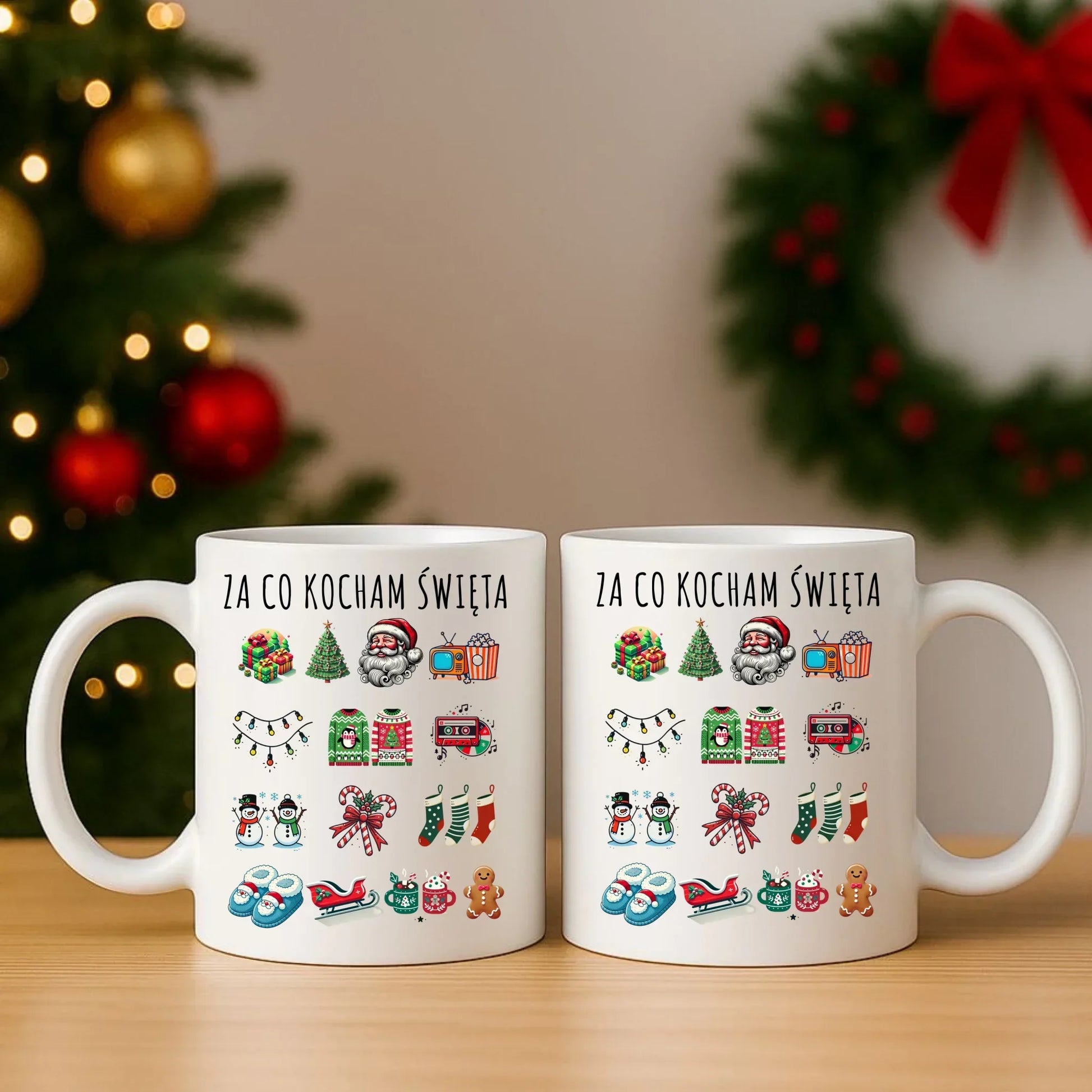 Zestaw poduszka i kubek świąteczny - Za co kocham święta BN130 - StoryCups.pl