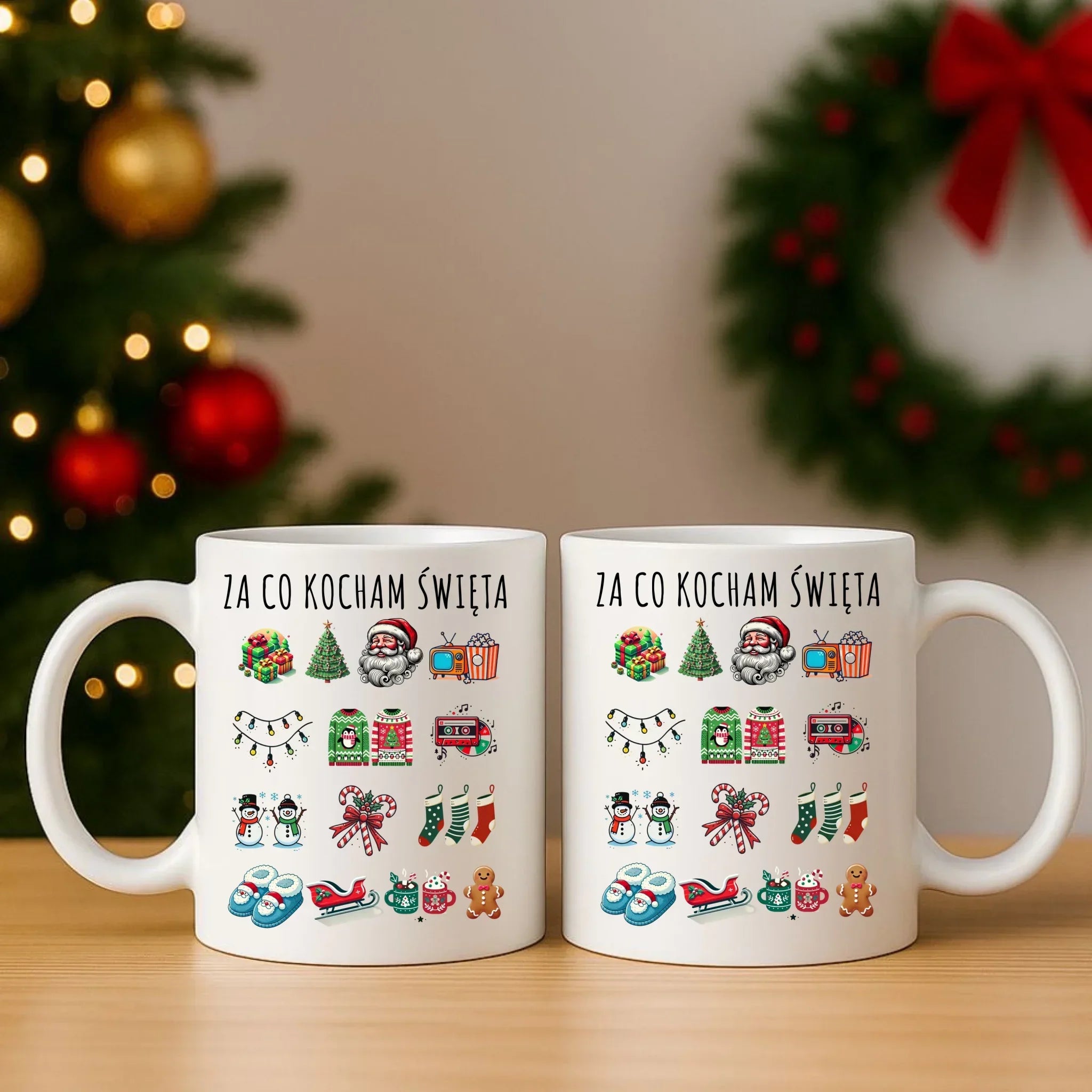 Zestaw poduszka i kubek świąteczny - Za co kocham święta BN130 - StoryCups.pl