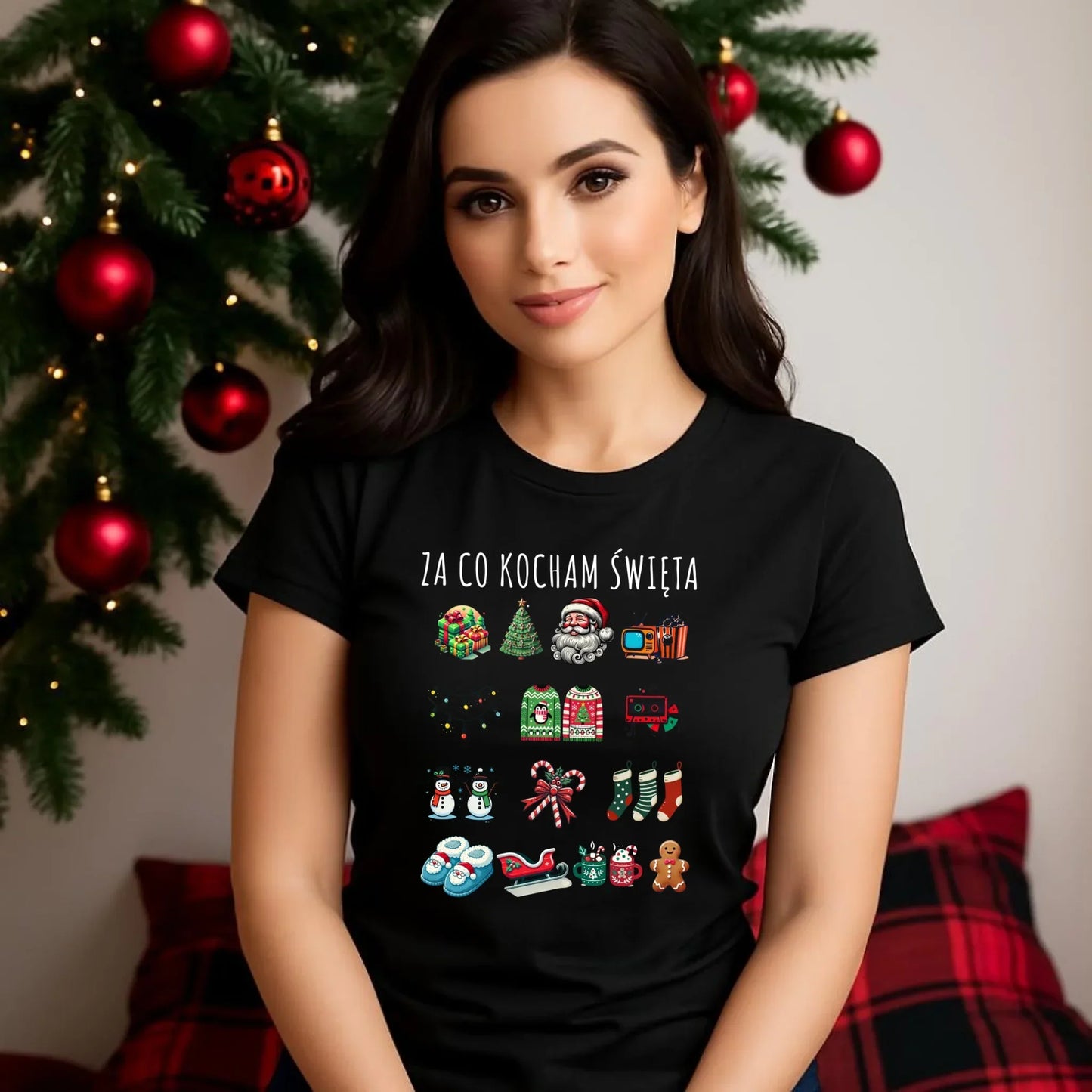 Koszulka damska świąteczna - Za co kocham święta BN130 - StoryCups.pl