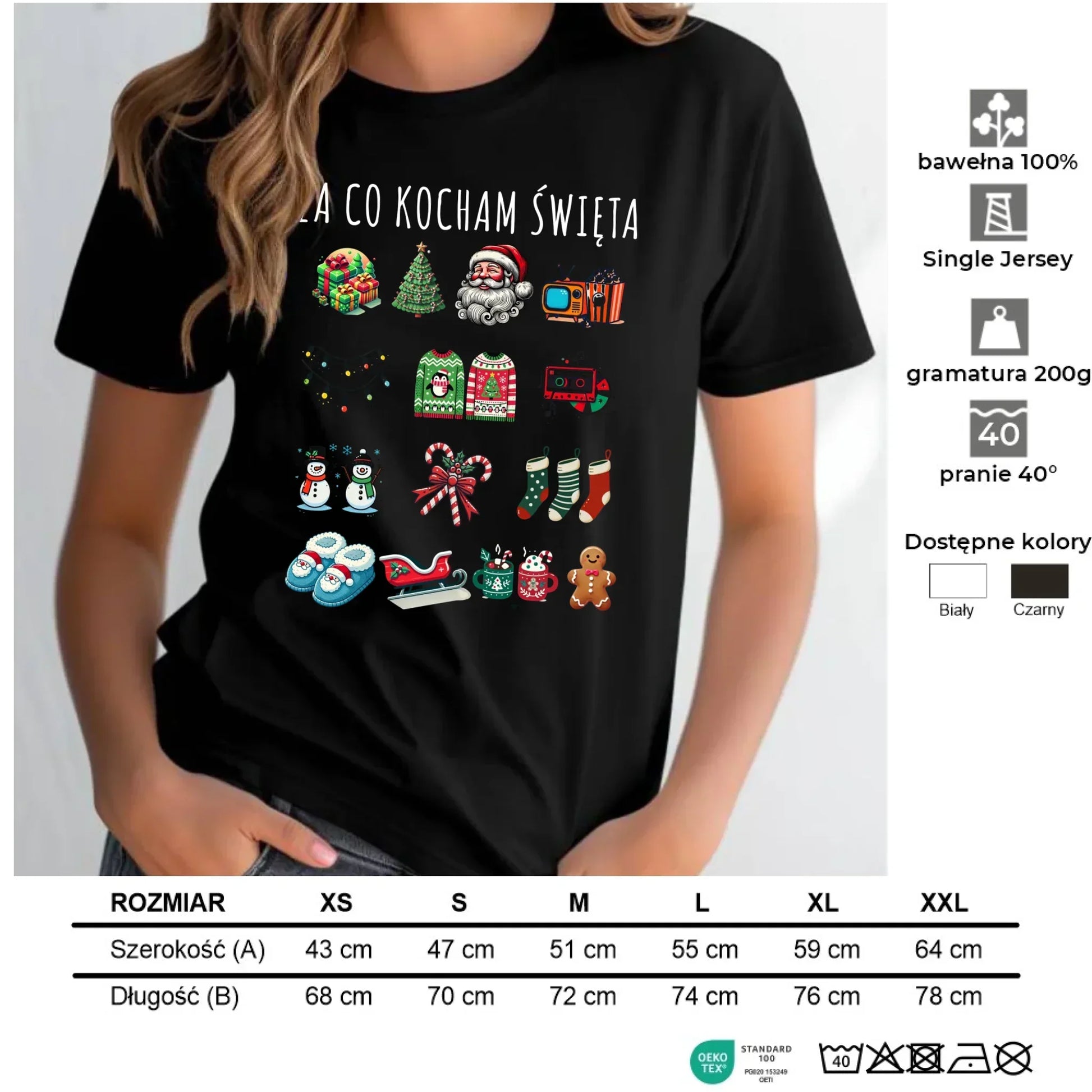 Koszulka damska świąteczna - Za co kocham święta BN130 - StoryCups.pl