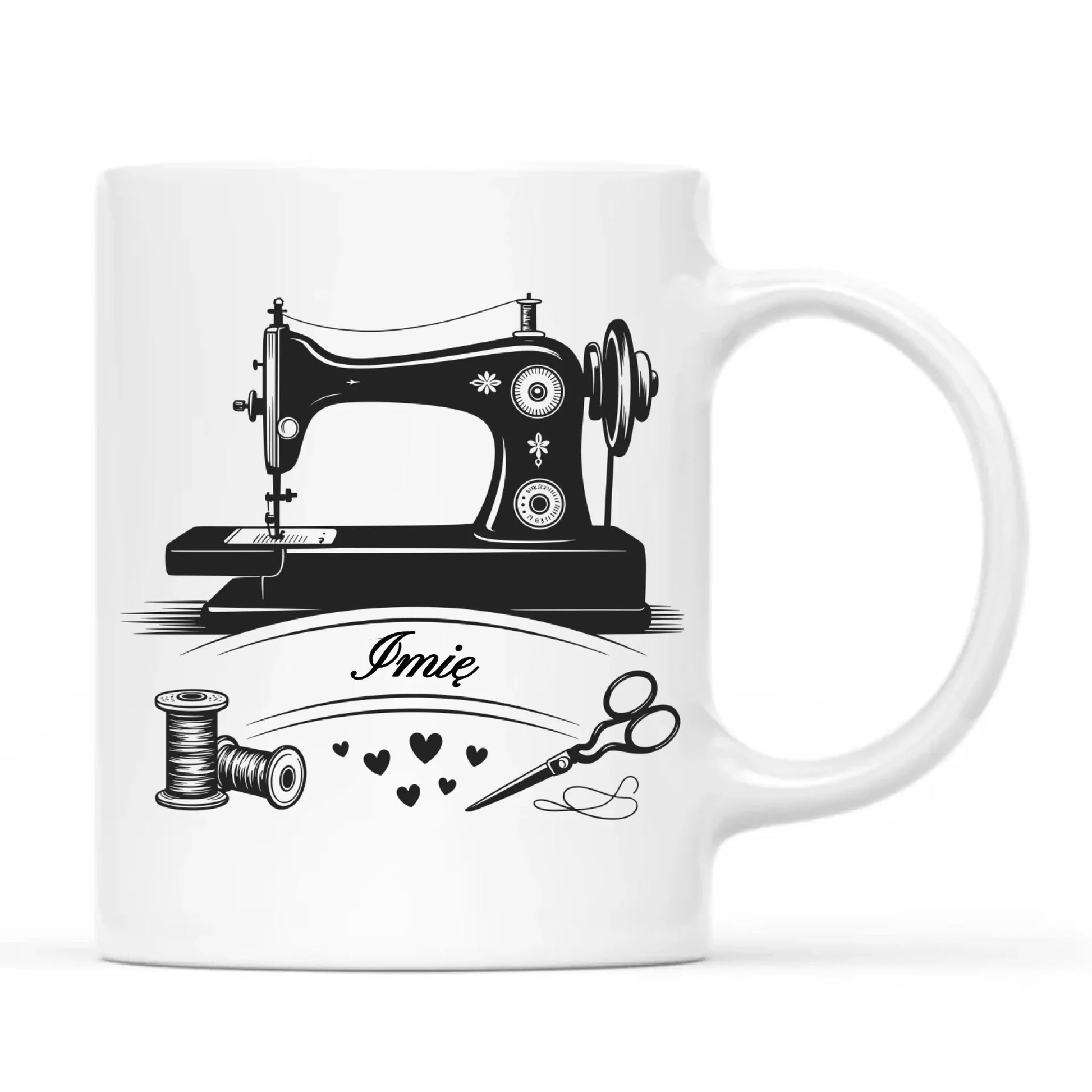 Kubek szyciowy dla krawcowej – Maszyna vintage- personalizowany HS34 - StoryCups.pl