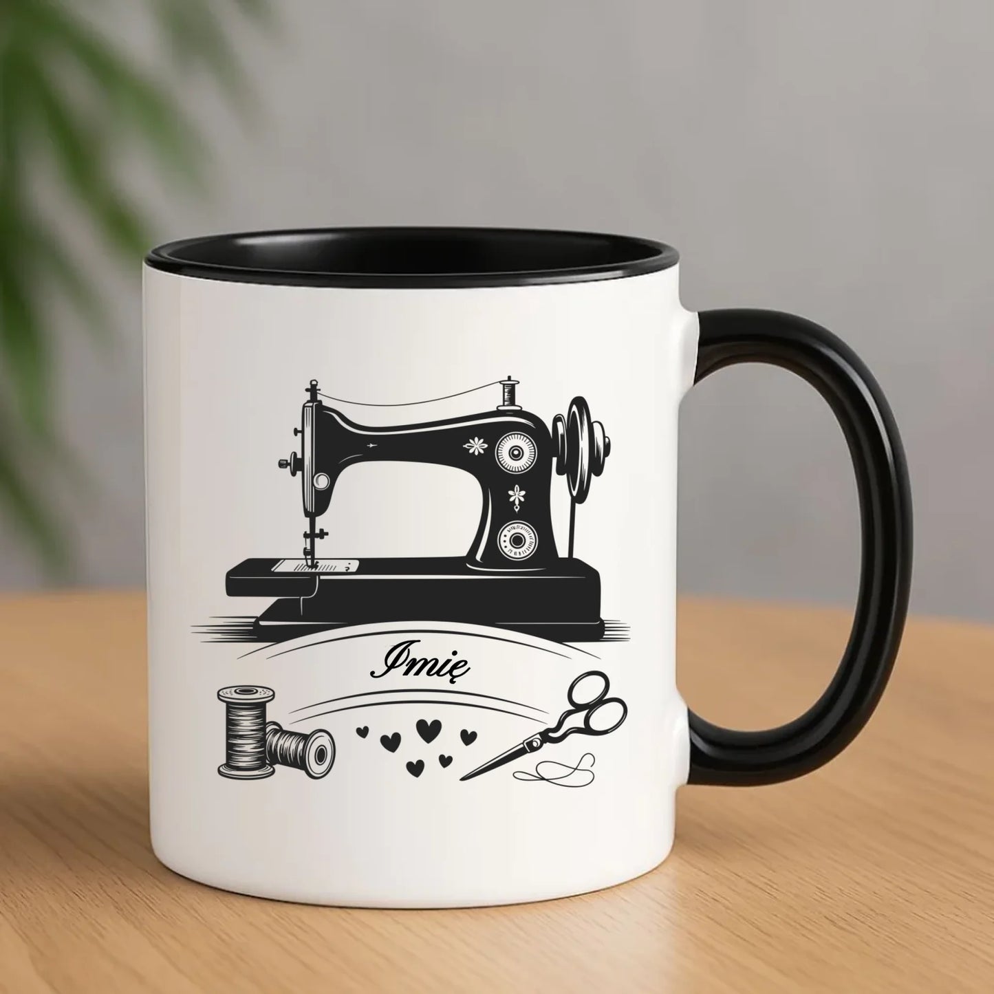 Kubek szyciowy dla krawcowej – Maszyna vintage- personalizowany HS34 - StoryCups.pl