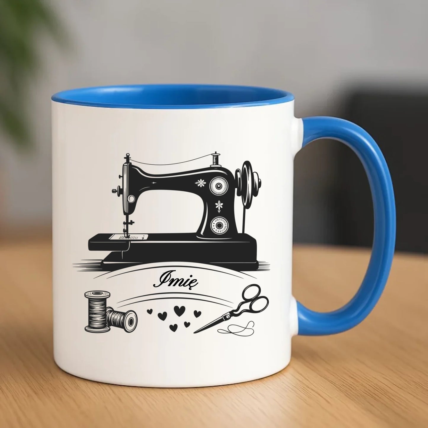 Kubek szyciowy dla krawcowej – Maszyna vintage- personalizowany HS34 - StoryCups.pl