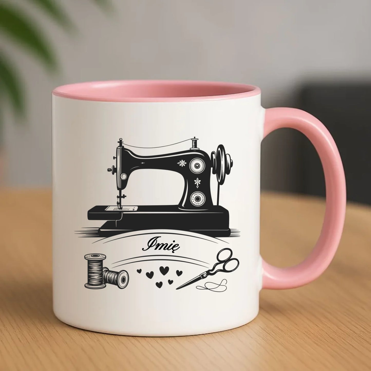 Kubek szyciowy dla krawcowej – Maszyna vintage- personalizowany HS34 - StoryCups.pl