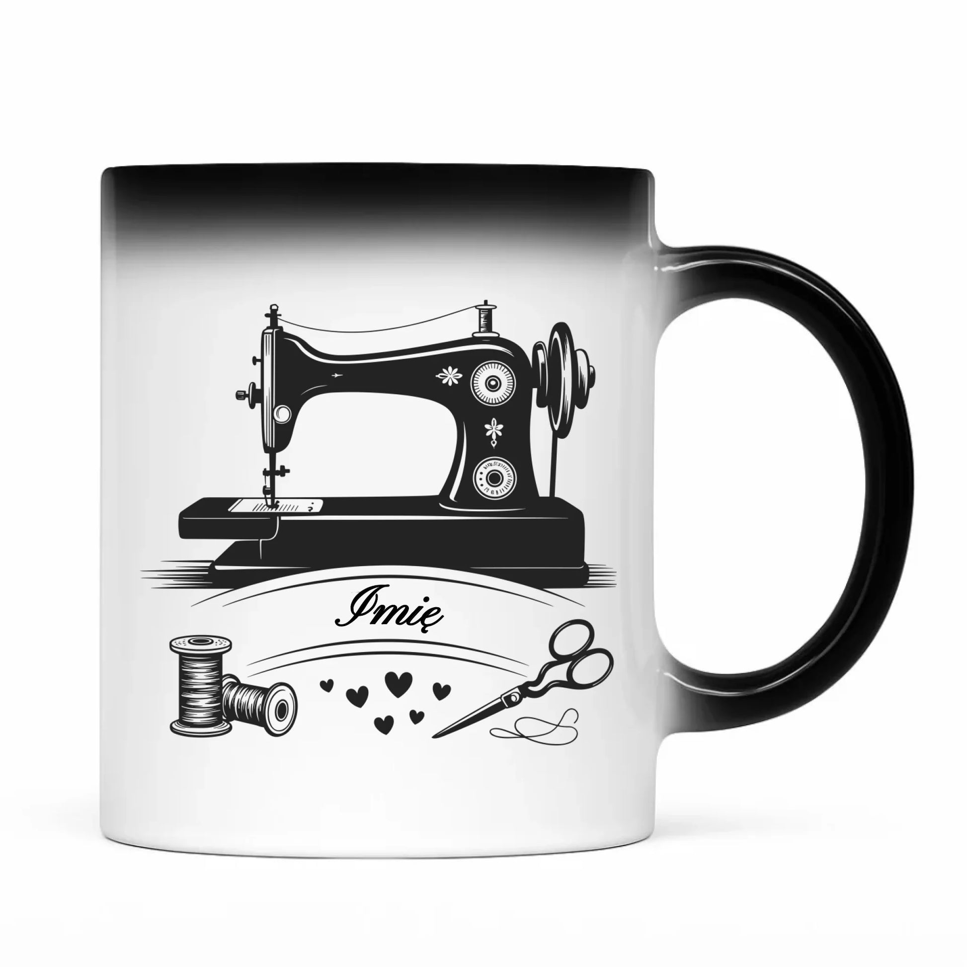 Kubek magiczny szyciowy dla krawcowej - Maszyna vintage- personalizowany HS34 - StoryCups.pl