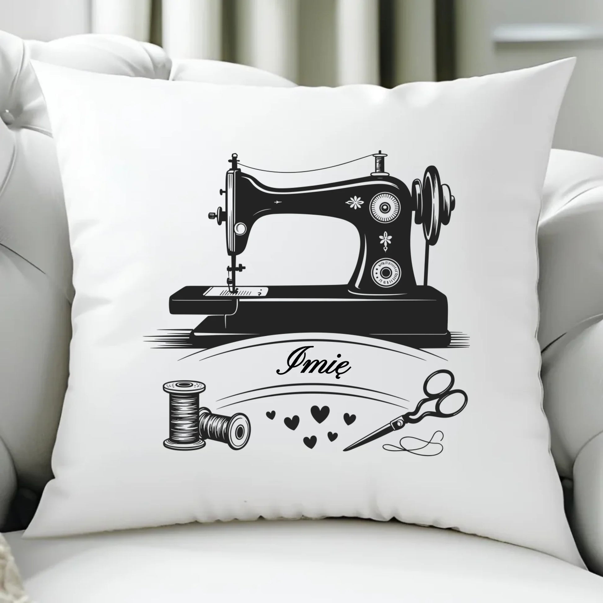 Poduszka szyciowa dla krawcowej - Maszyna vintage- personalizowana HS34 - StoryCups.pl