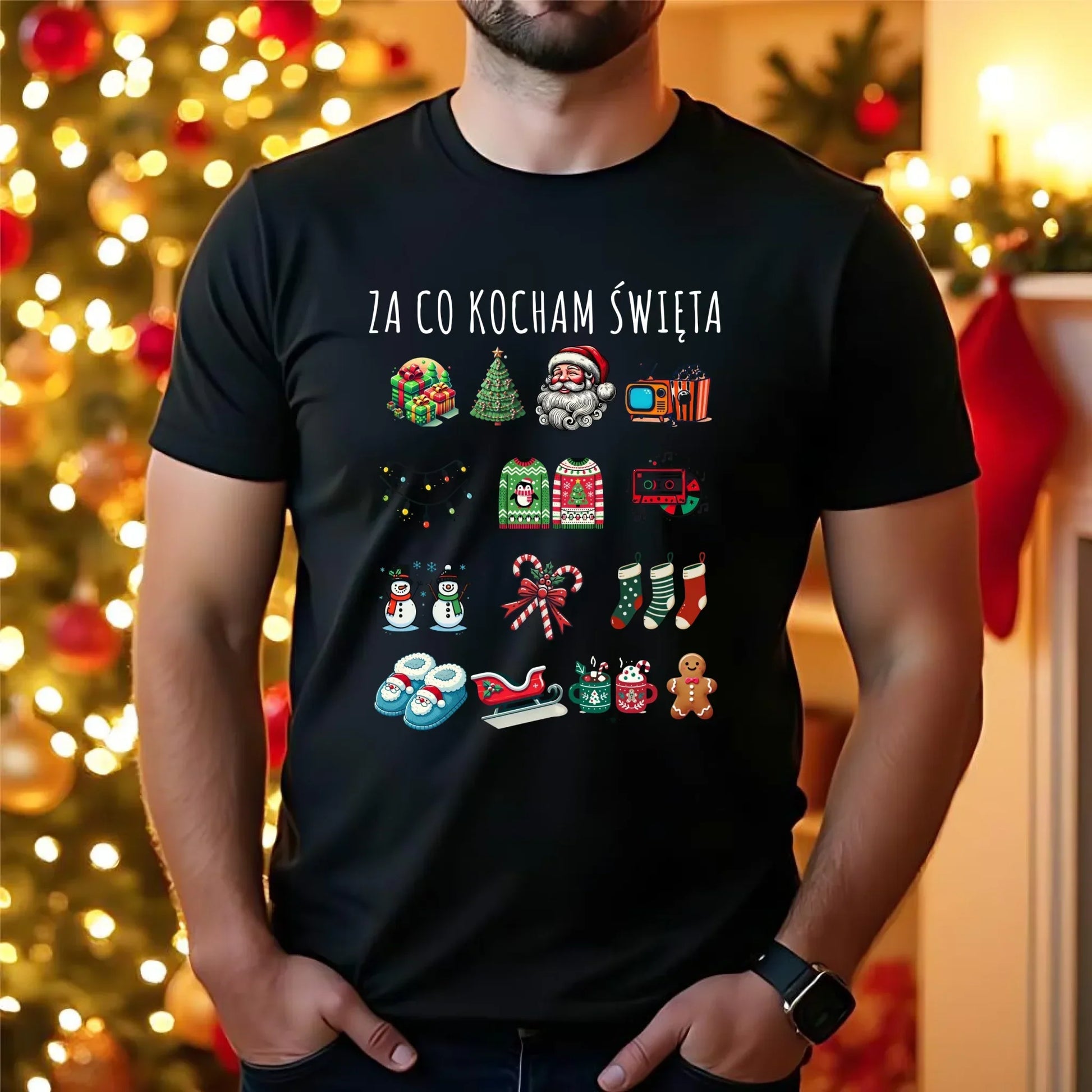 Koszulka męska świąteczna - Za co kocham święta BN130 - StoryCups.pl