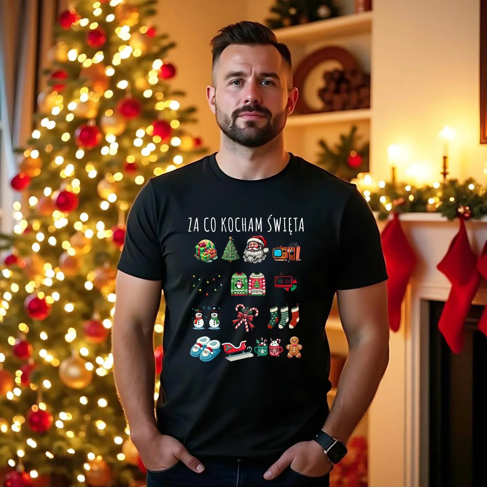 Koszulka męska świąteczna - Za co kocham święta BN130 - StoryCups.pl