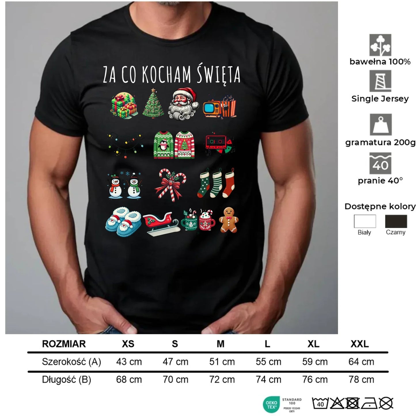 Koszulka męska świąteczna - Za co kocham święta BN130 - StoryCups.pl