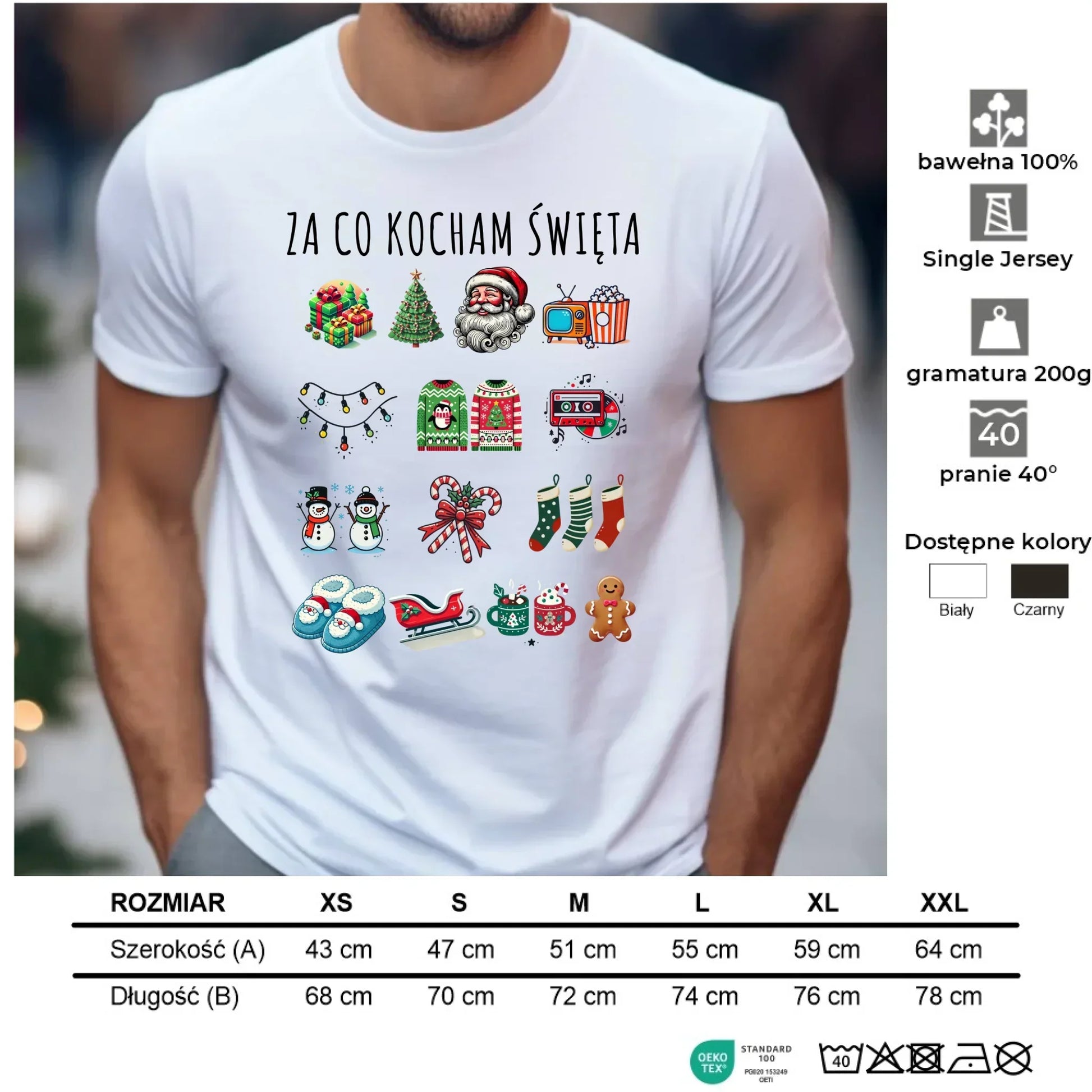 Koszulka męska świąteczna - Za co kocham święta BN130 - StoryCups.pl