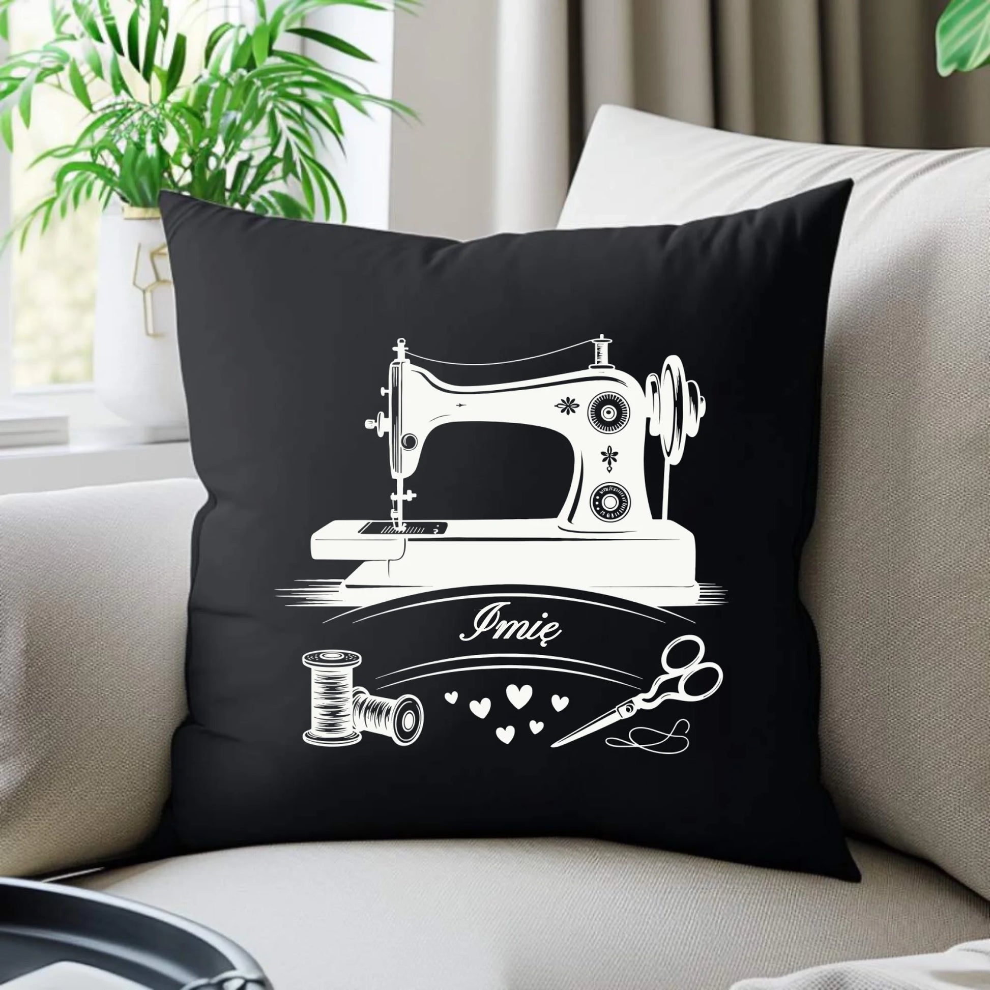 Poduszka dekoracyjna szyciowa dla krawcowej - Maszyna vintage- personalizowana HS34 - StoryCups.pl