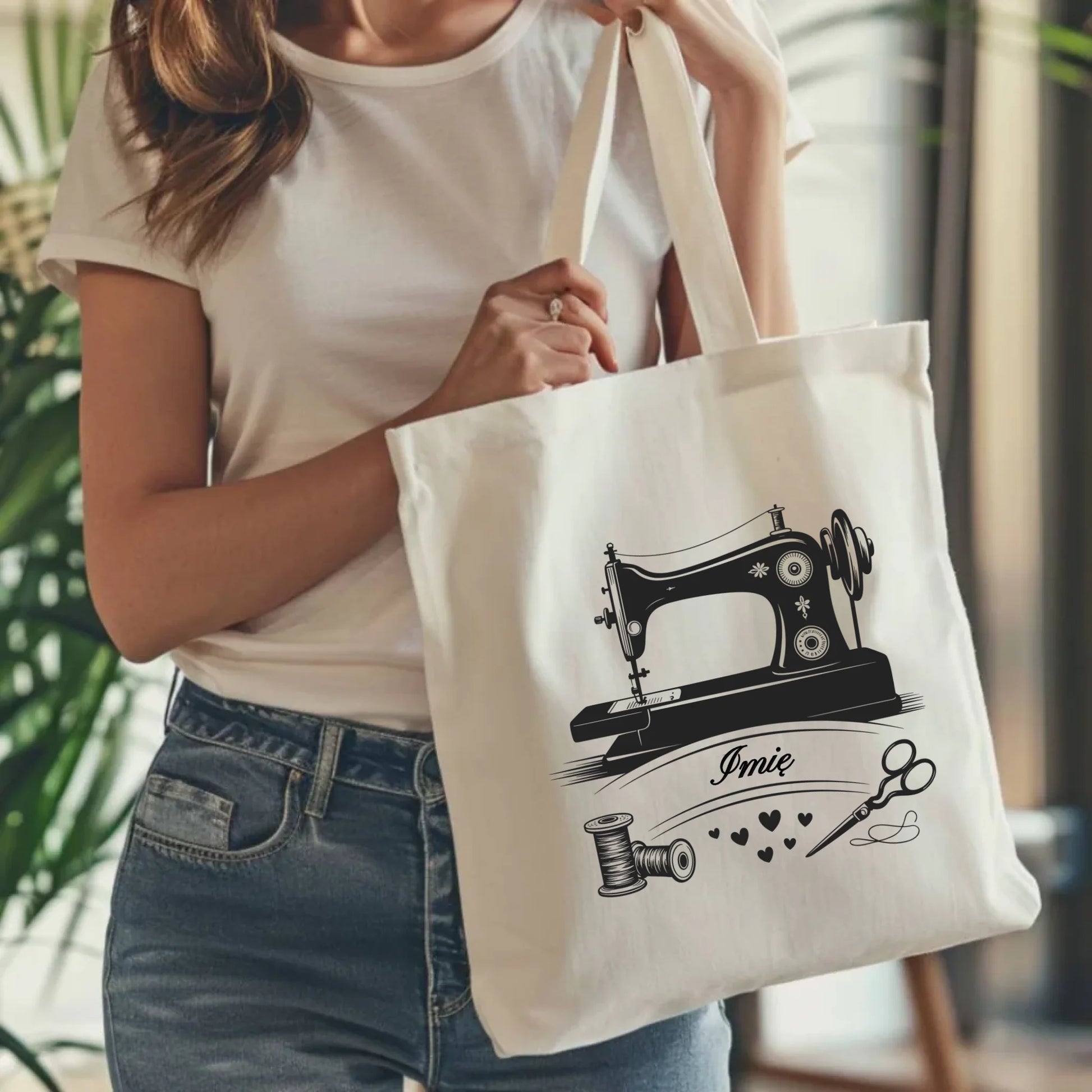 Torba szyciowa dla krawcowej - Maszyna vintage- personalizowana HS34 - StoryCups.pl