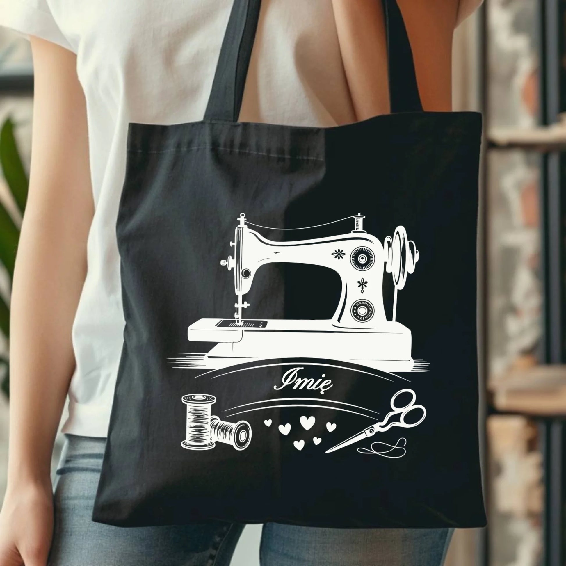 Torba szyciowa dla krawcowej - Maszyna vintage- personalizowana HS34 - StoryCups.pl