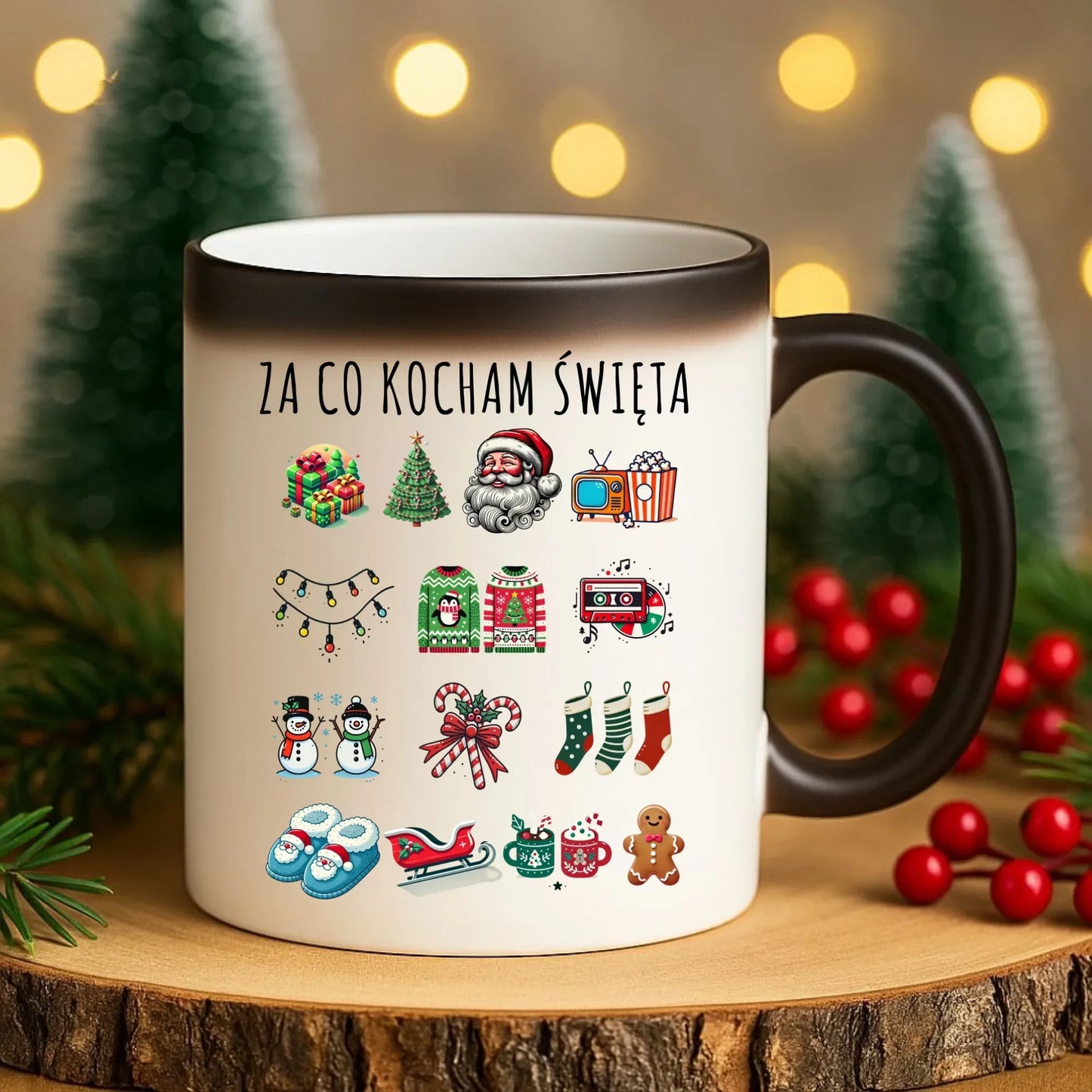 Kubek magiczny świąteczny - Za co kocham święta BN130 - StoryCups.pl