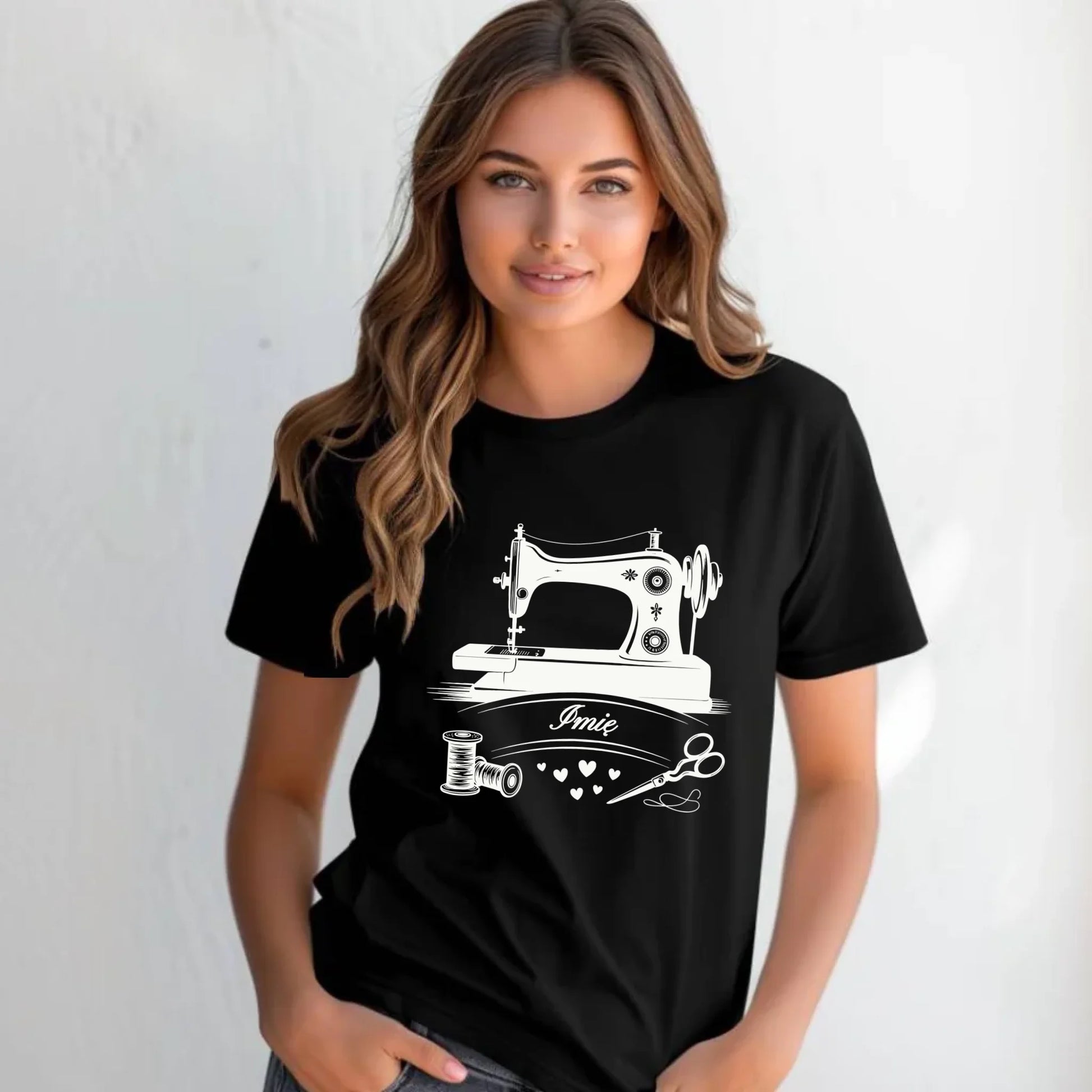Koszulka damska szyciowa dla krawcowej - Maszyna vintage- personalizowana HS34 - StoryCups.pl