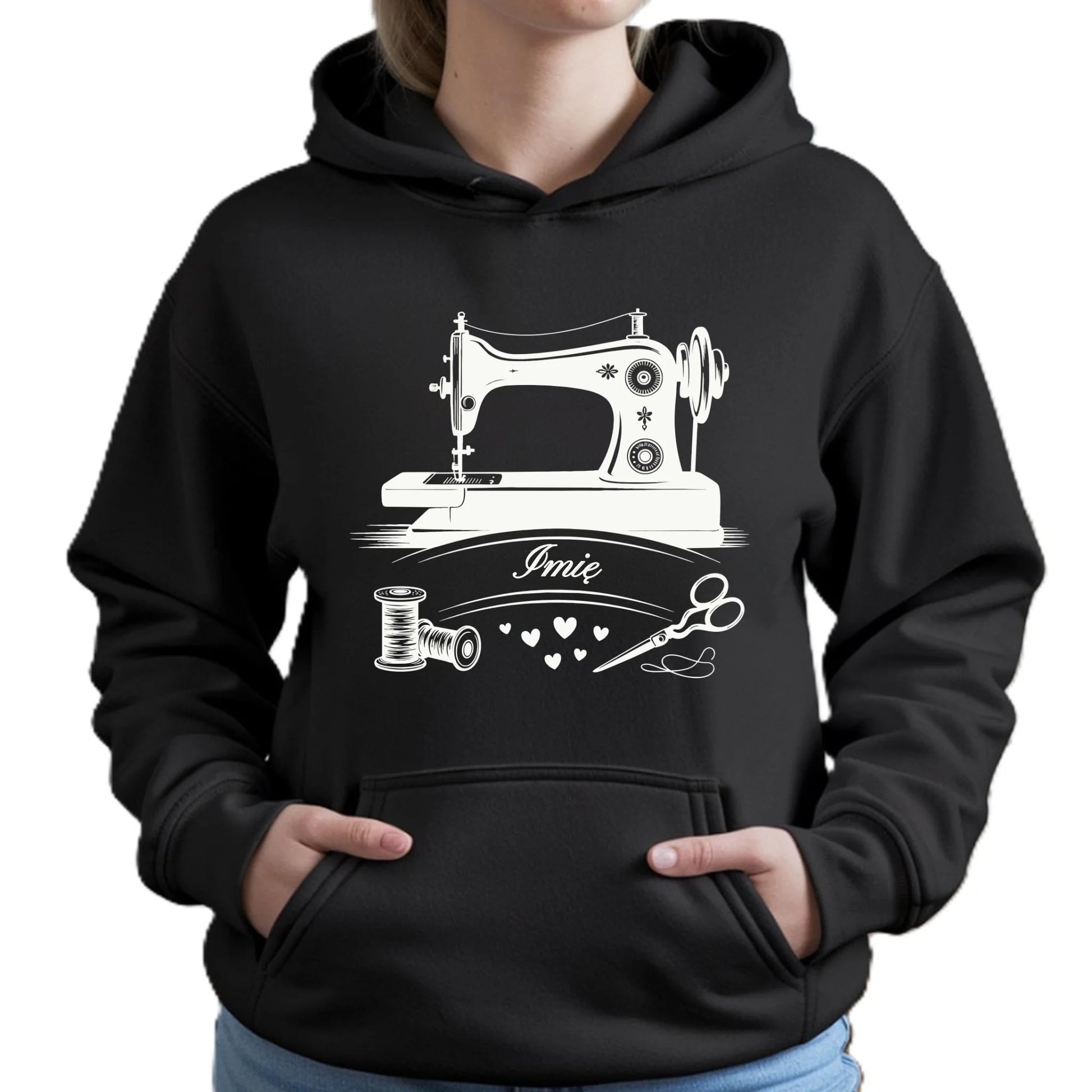 Bluza damska z kapturem szyciowa dla krawcowej - Maszyna vintage- personalizowana HS34 - StoryCups.pl