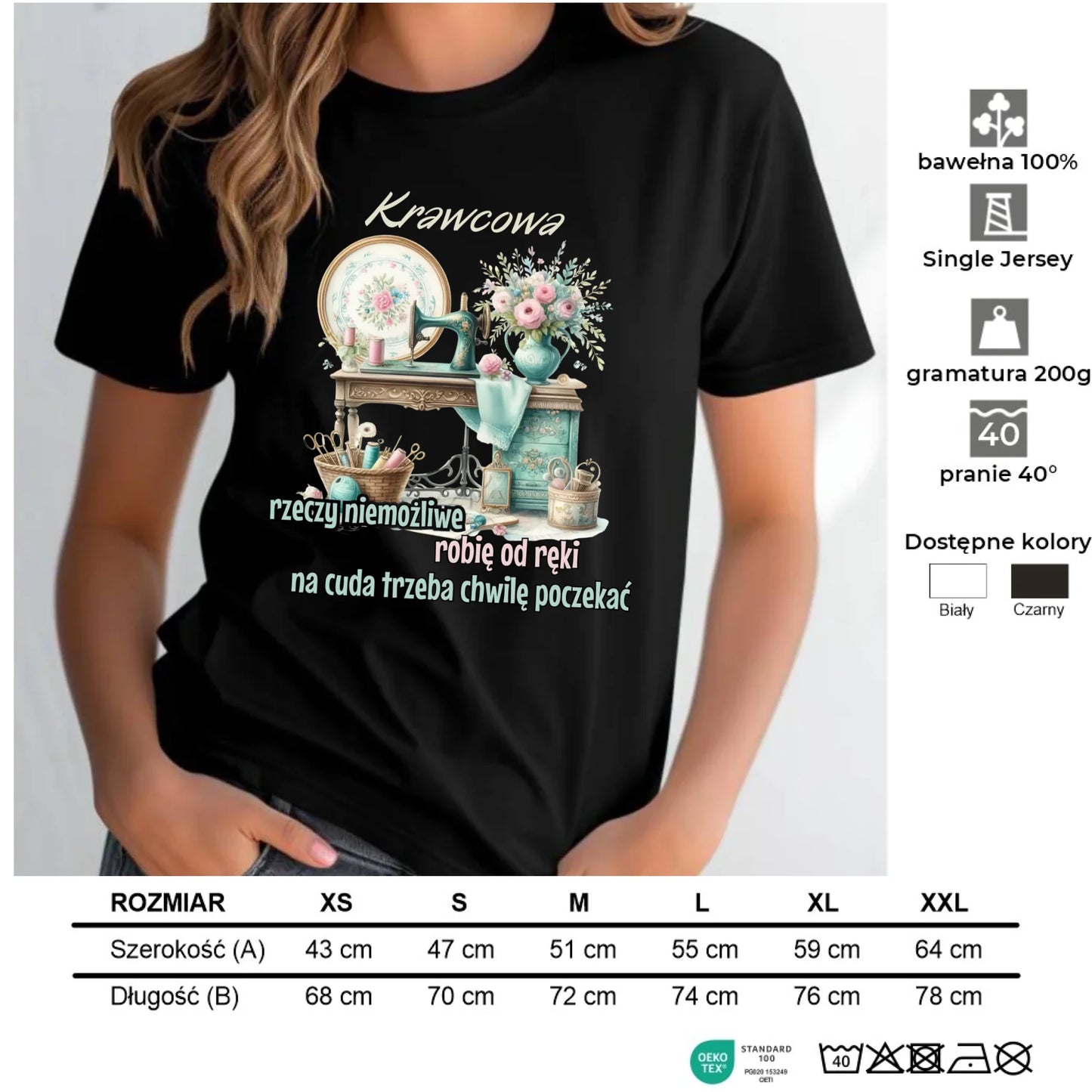 Koszulka damska szyciowa dla krawcowej - Rzeczy niemożliwe HS35 - StoryCups.pl