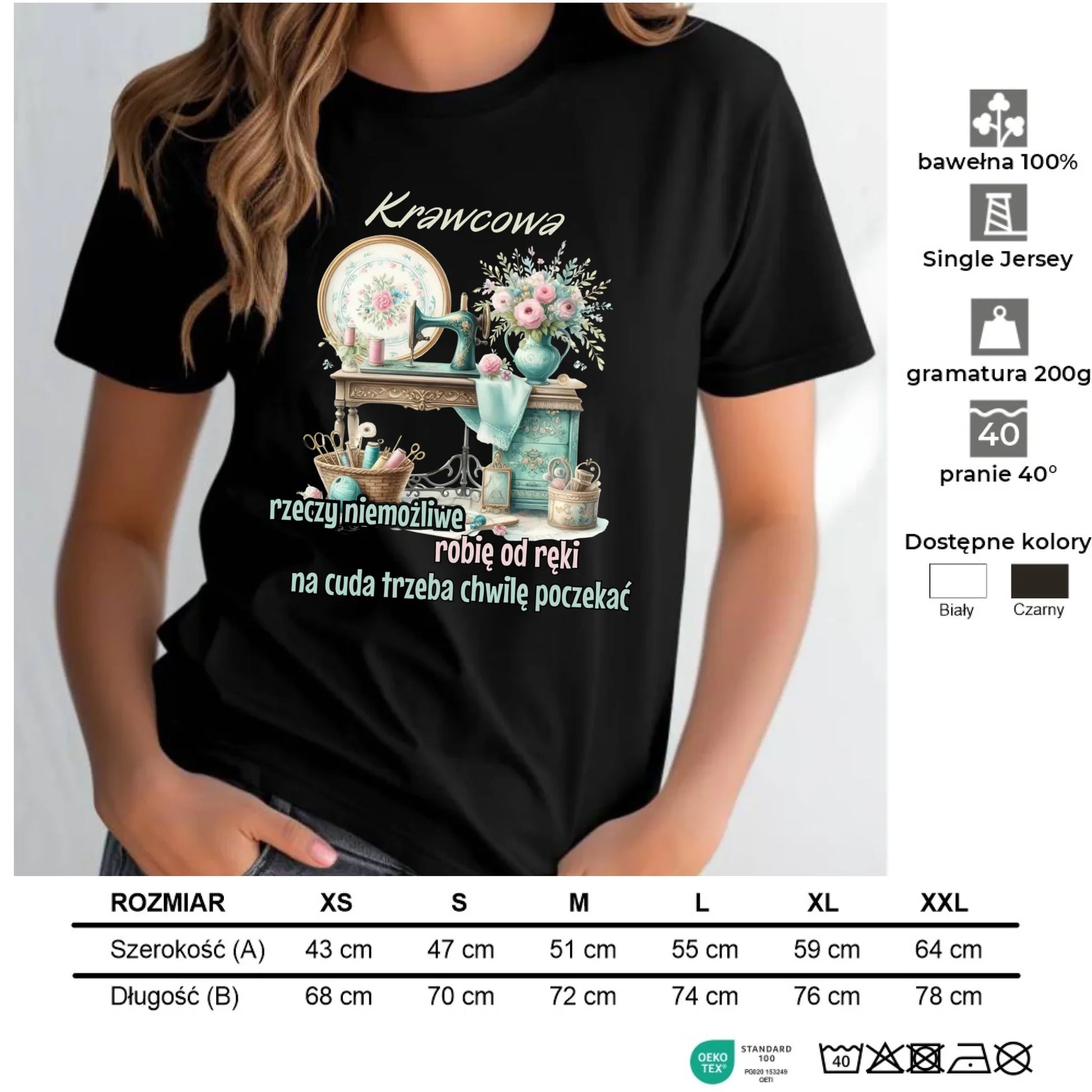 Koszulka damska szyciowa dla krawcowej - Rzeczy niemożliwe HS35 - StoryCups.pl