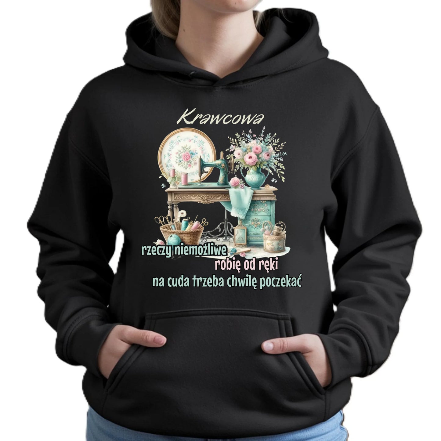 Bluza damska z kapturem szyciowa dla krawcowej - Rzeczy niemożliwe HS35 - StoryCups.pl