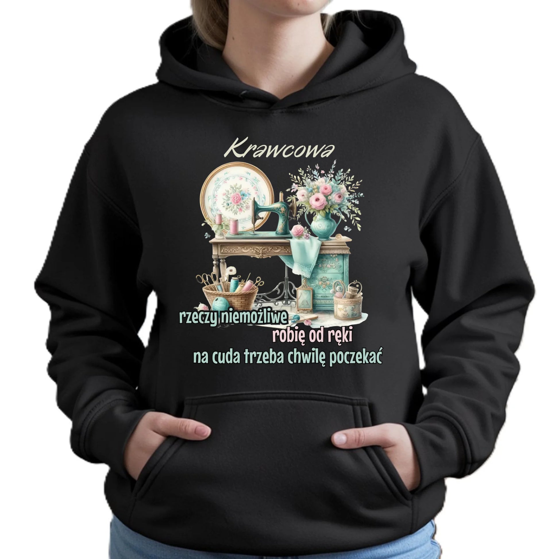 Bluza damska z kapturem szyciowa dla krawcowej - Rzeczy niemożliwe HS35 - StoryCups.pl