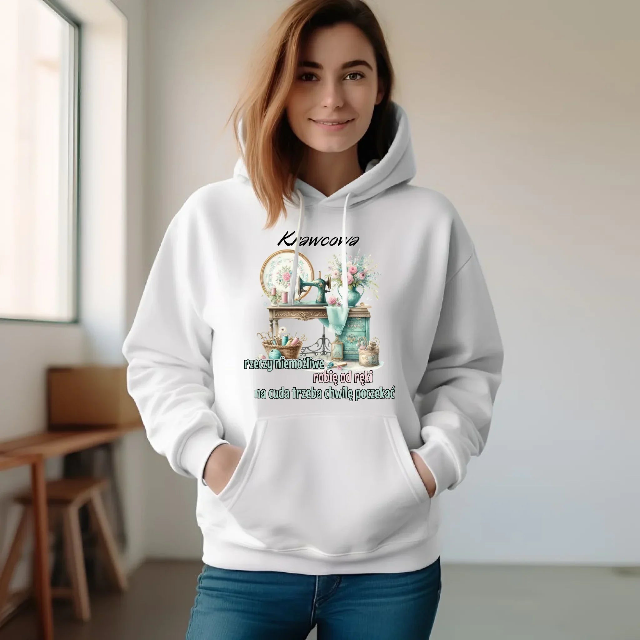 Bluza damska z kapturem szyciowa dla krawcowej - Rzeczy niemożliwe HS35 - StoryCups.pl