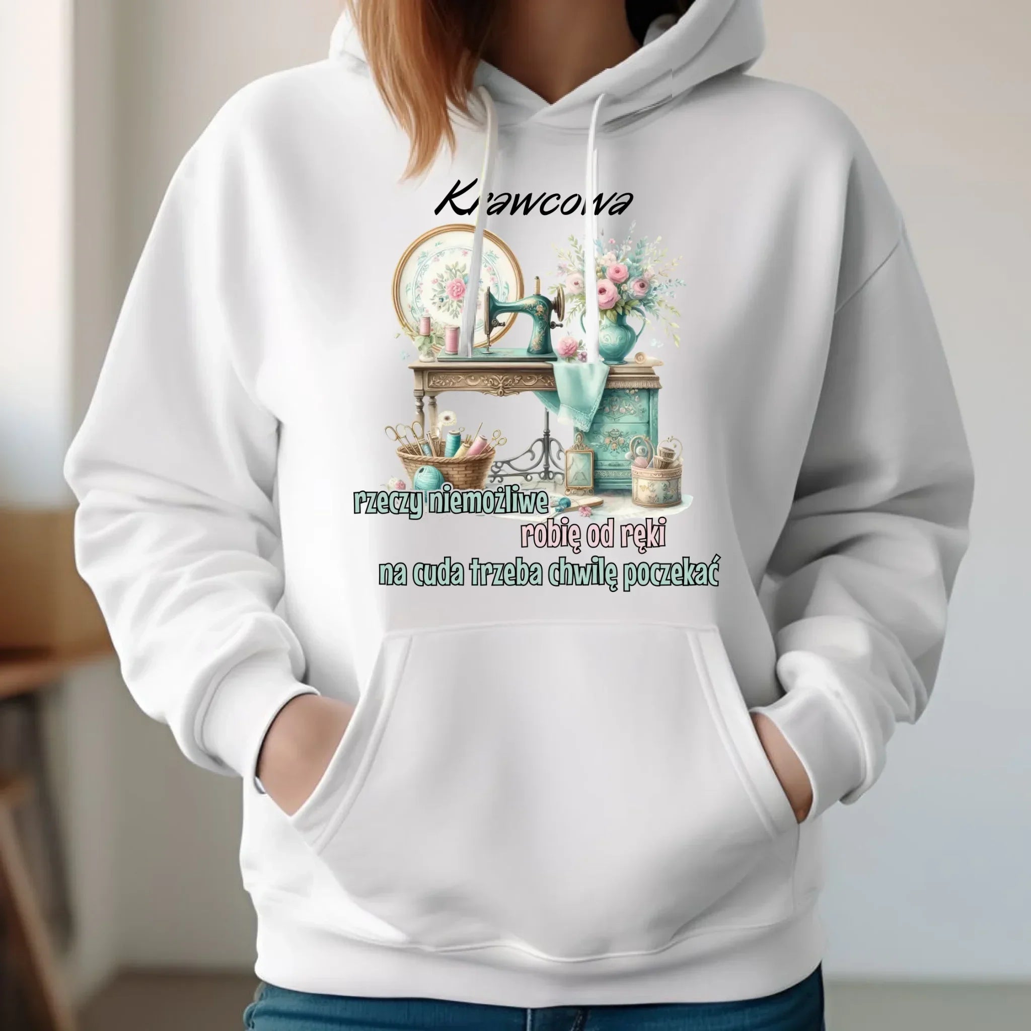 Bluza damska z kapturem szyciowa dla krawcowej - Rzeczy niemożliwe HS35 - StoryCups.pl