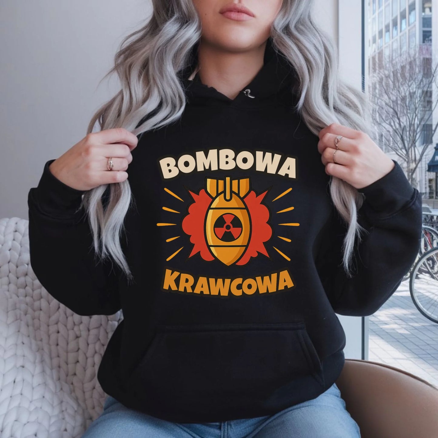 Bluza damska z kapturem szyciowa dla krawcowej - Bombowa krawcowa HS37 - StoryCups.pl