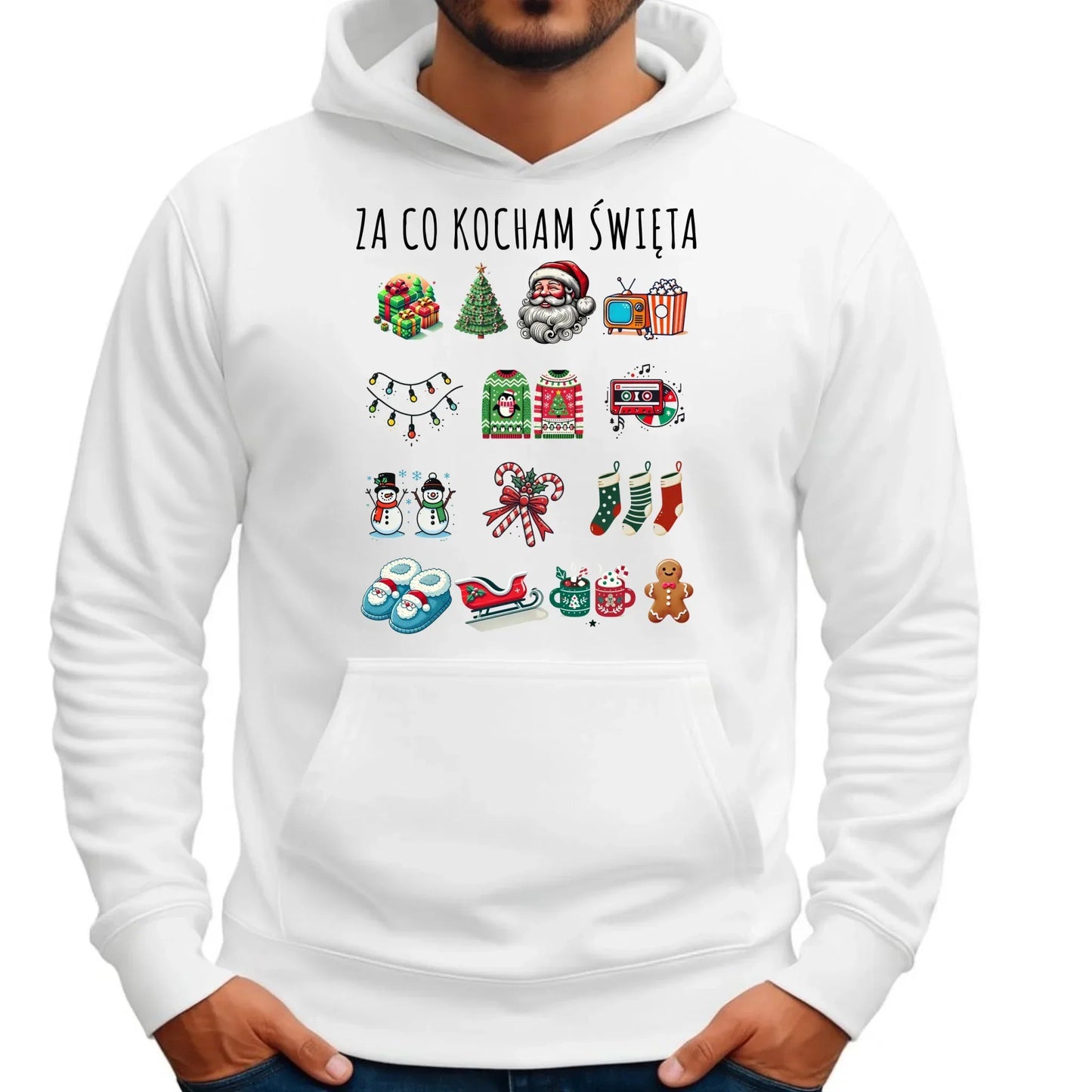 Bluza męska z kapturem świąteczna - Za co kocham święta BN130 - StoryCups.pl