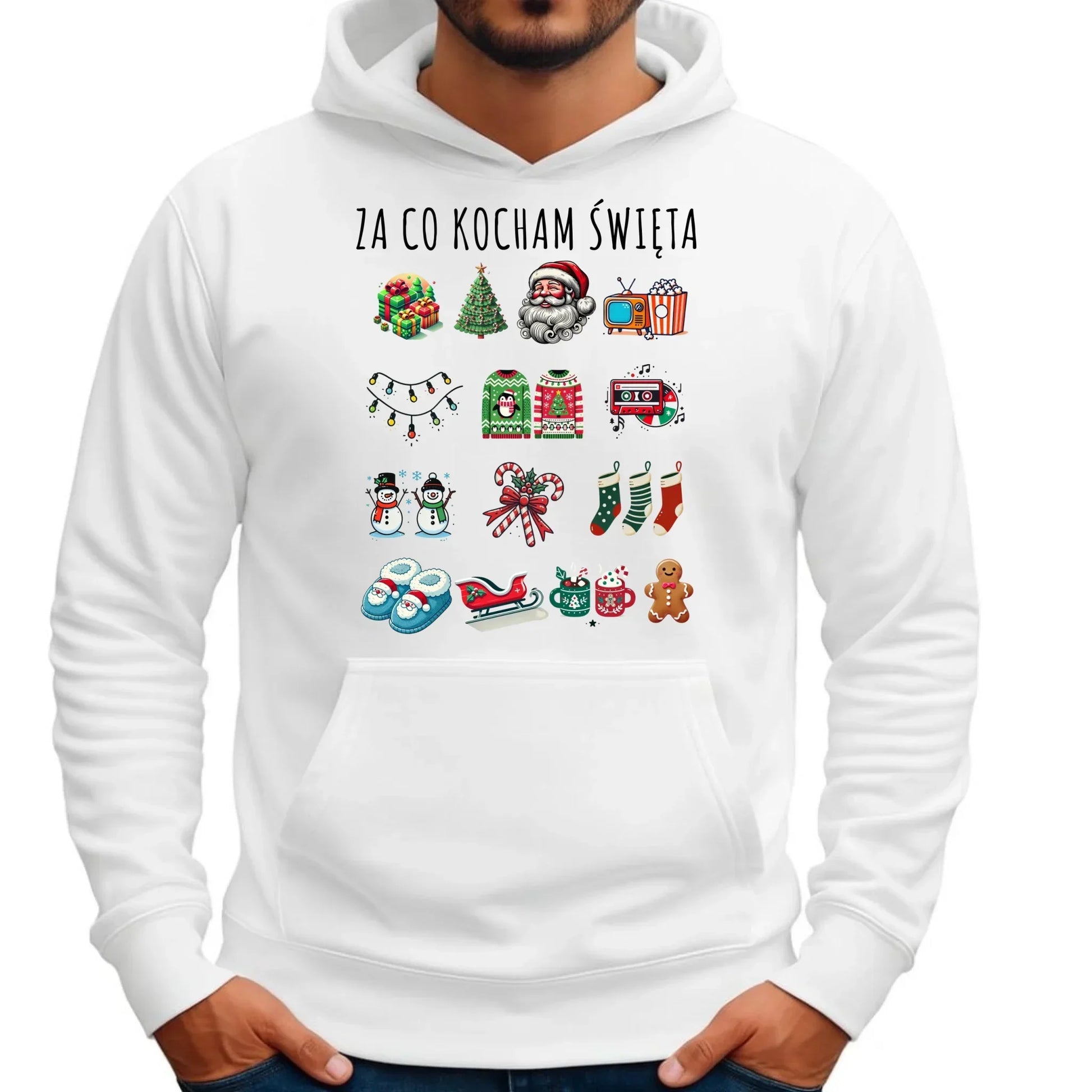 Bluza męska z kapturem świąteczna - Za co kocham święta BN130 - StoryCups.pl