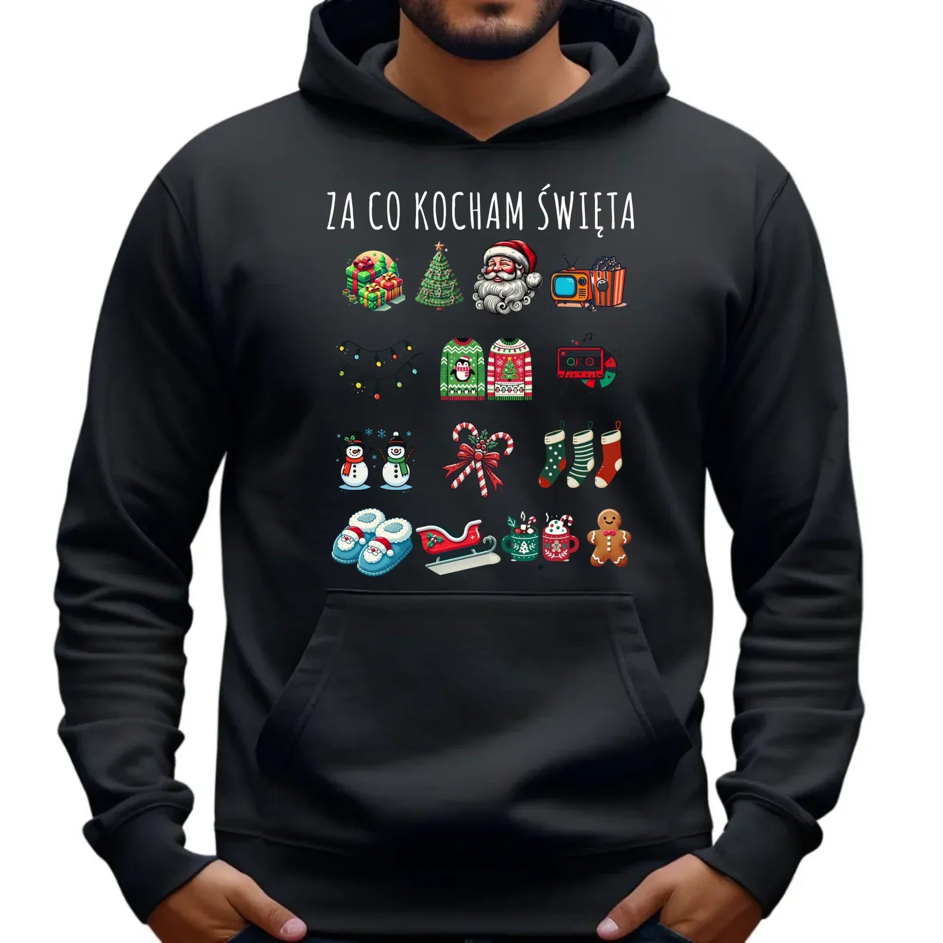 Bluza męska z kapturem świąteczna - Za co kocham święta BN130 - StoryCups.pl