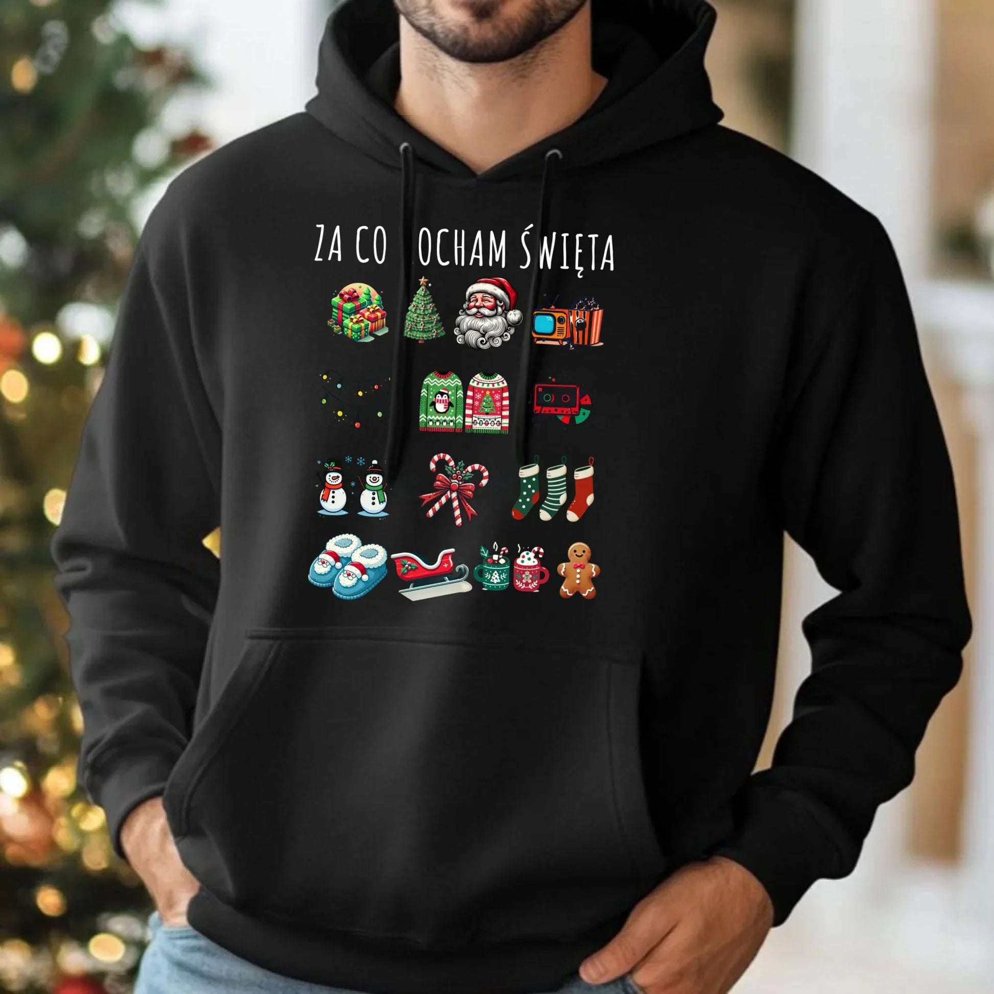 Bluza męska z kapturem świąteczna - Za co kocham święta BN130 - StoryCups.pl