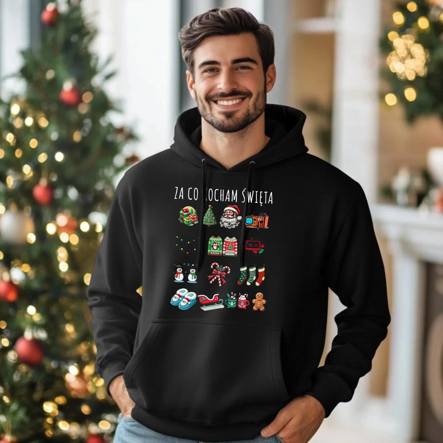 Bluza męska z kapturem świąteczna - Za co kocham święta BN130 - StoryCups.pl