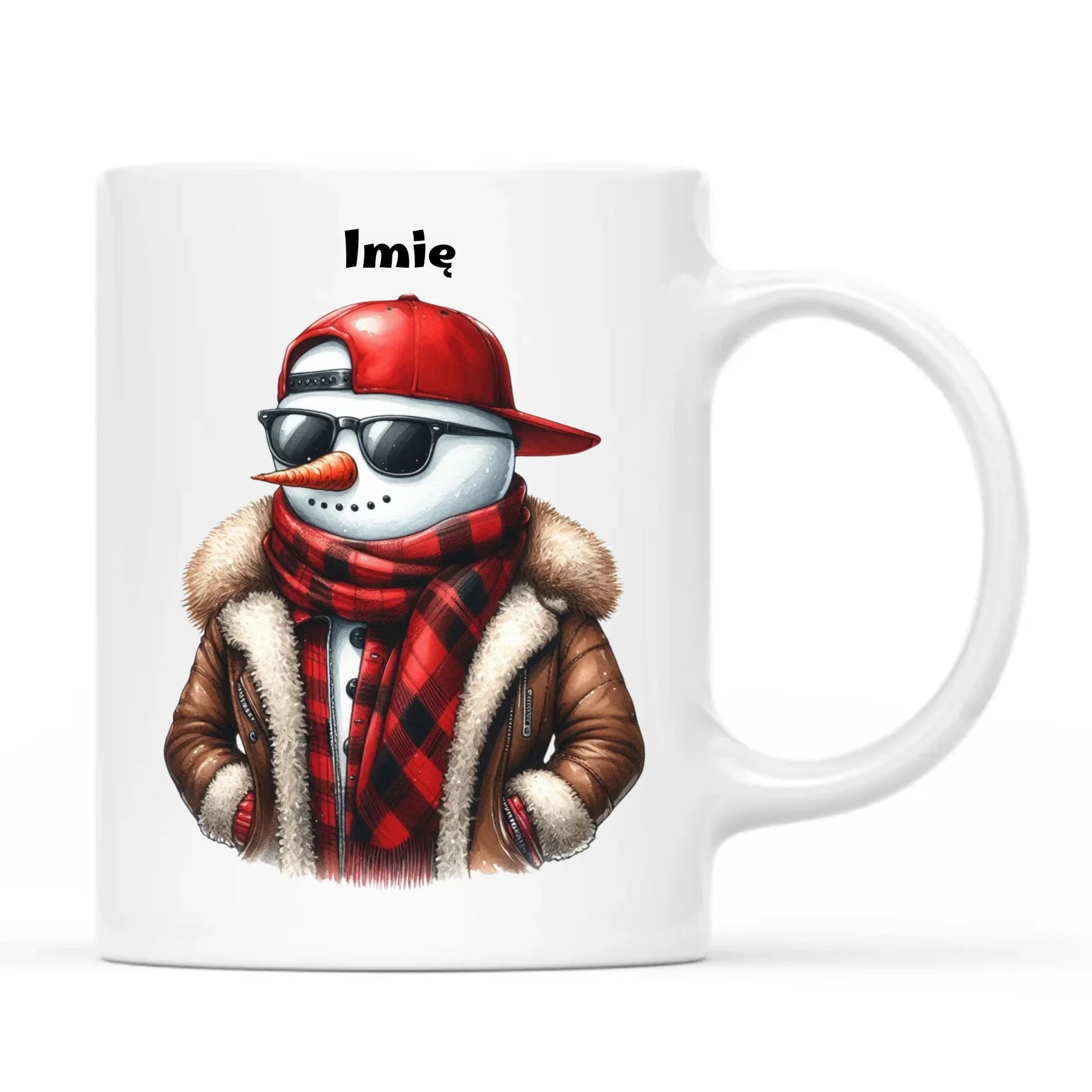 Kubek świąteczny - Stylowy bałwan - personalizowany BN129 - StoryCups.pl