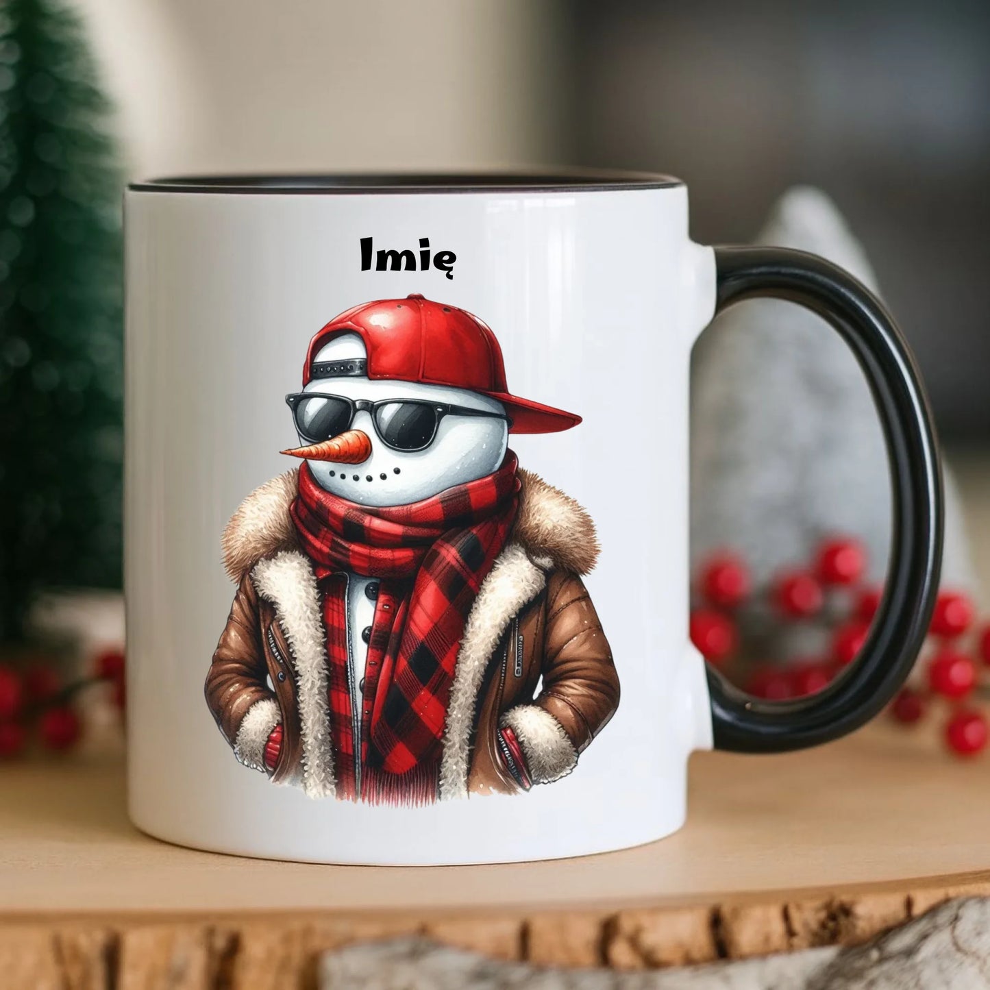 Kubek świąteczny - Stylowy bałwan - personalizowany BN129 - StoryCups.pl