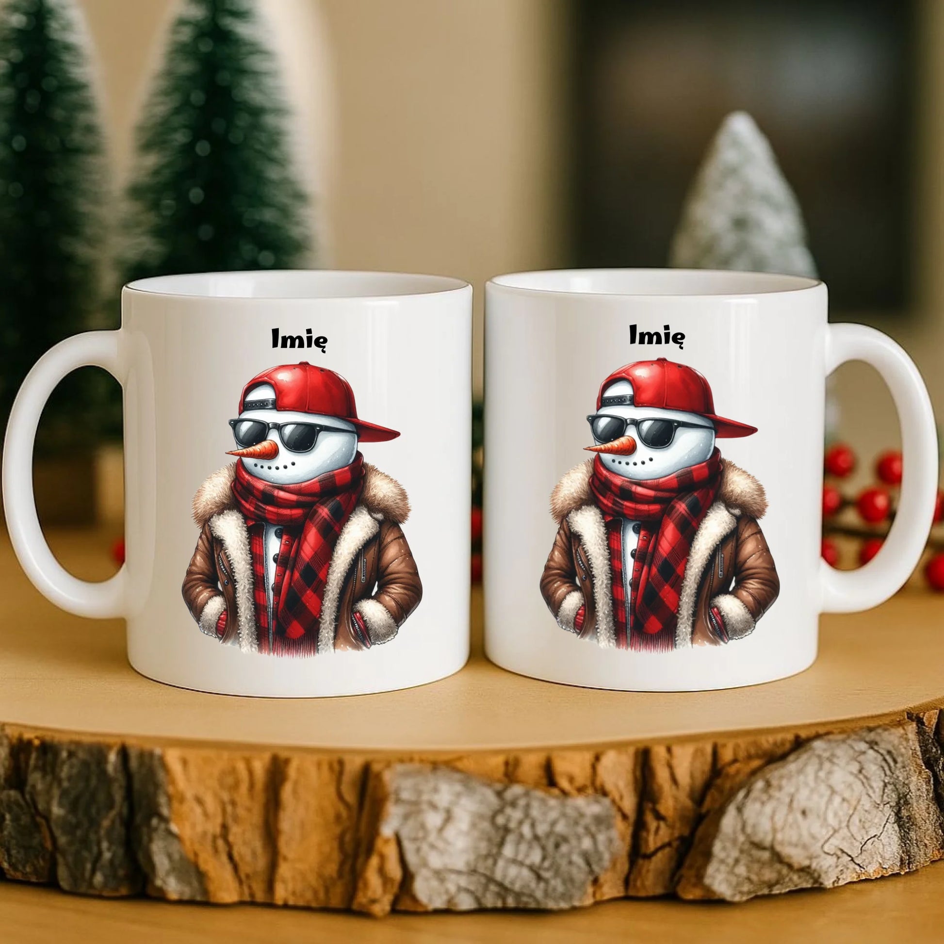 Kubek świąteczny - Stylowy bałwan - personalizowany BN129 - StoryCups.pl