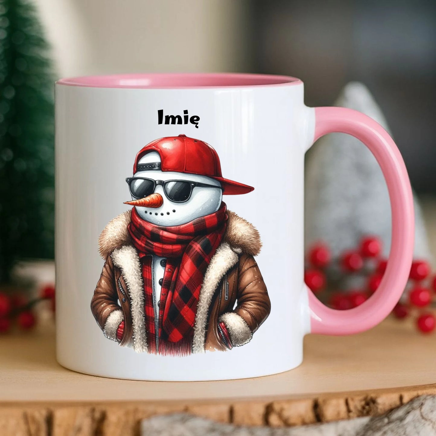 Kubek świąteczny - Stylowy bałwan - personalizowany BN129 - StoryCups.pl