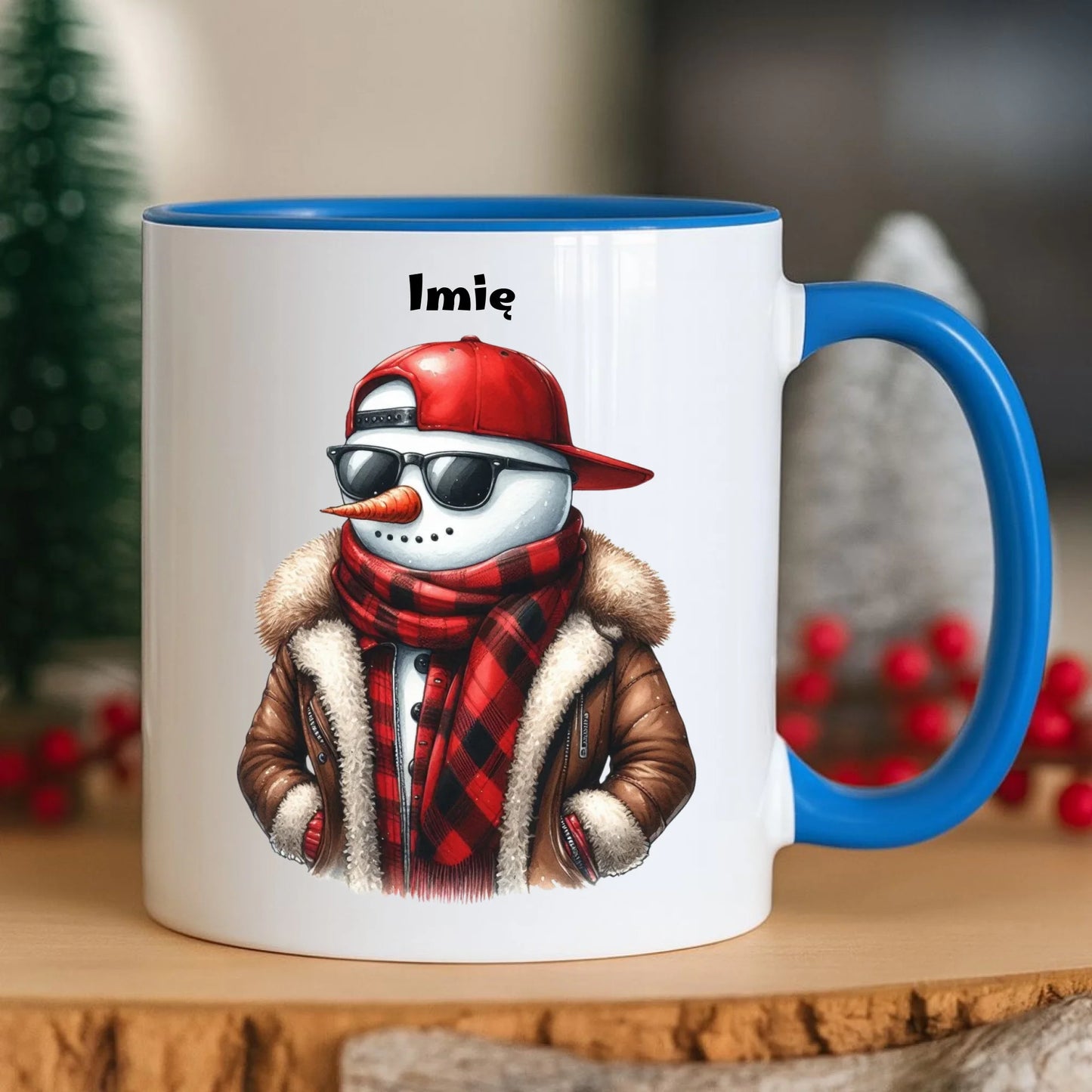 Kubek świąteczny - Stylowy bałwan - personalizowany BN129 - StoryCups.pl