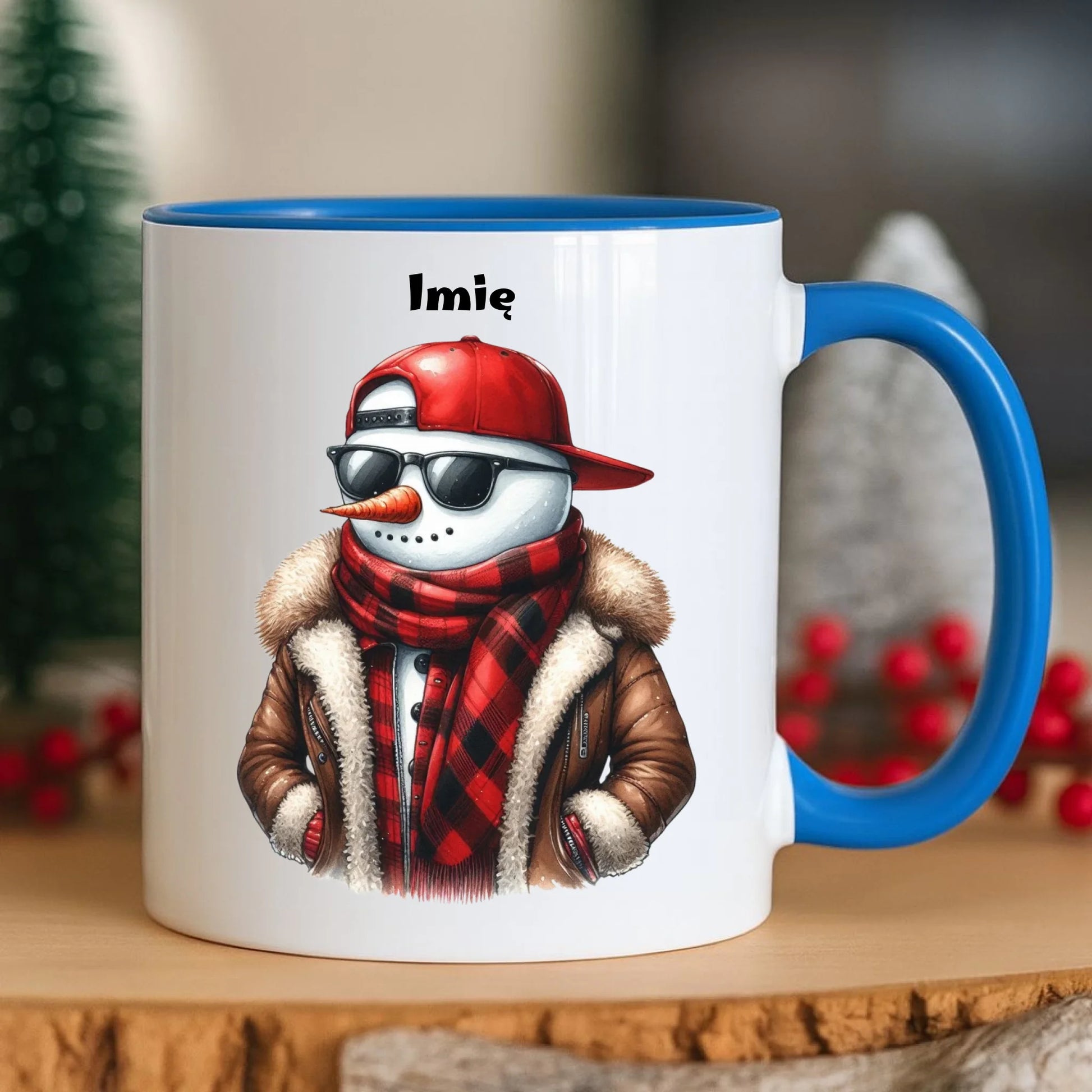 Kubek świąteczny - Stylowy bałwan - personalizowany BN129 - StoryCups.pl